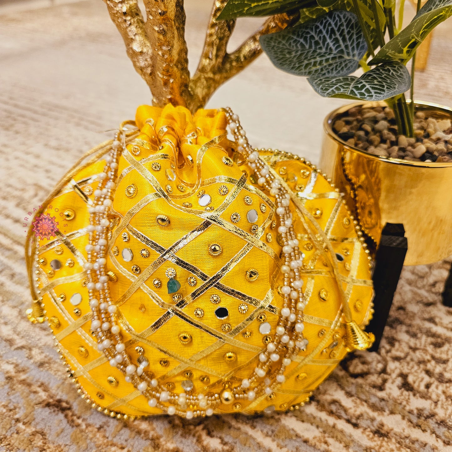 Gota Gifting Potli Yellow