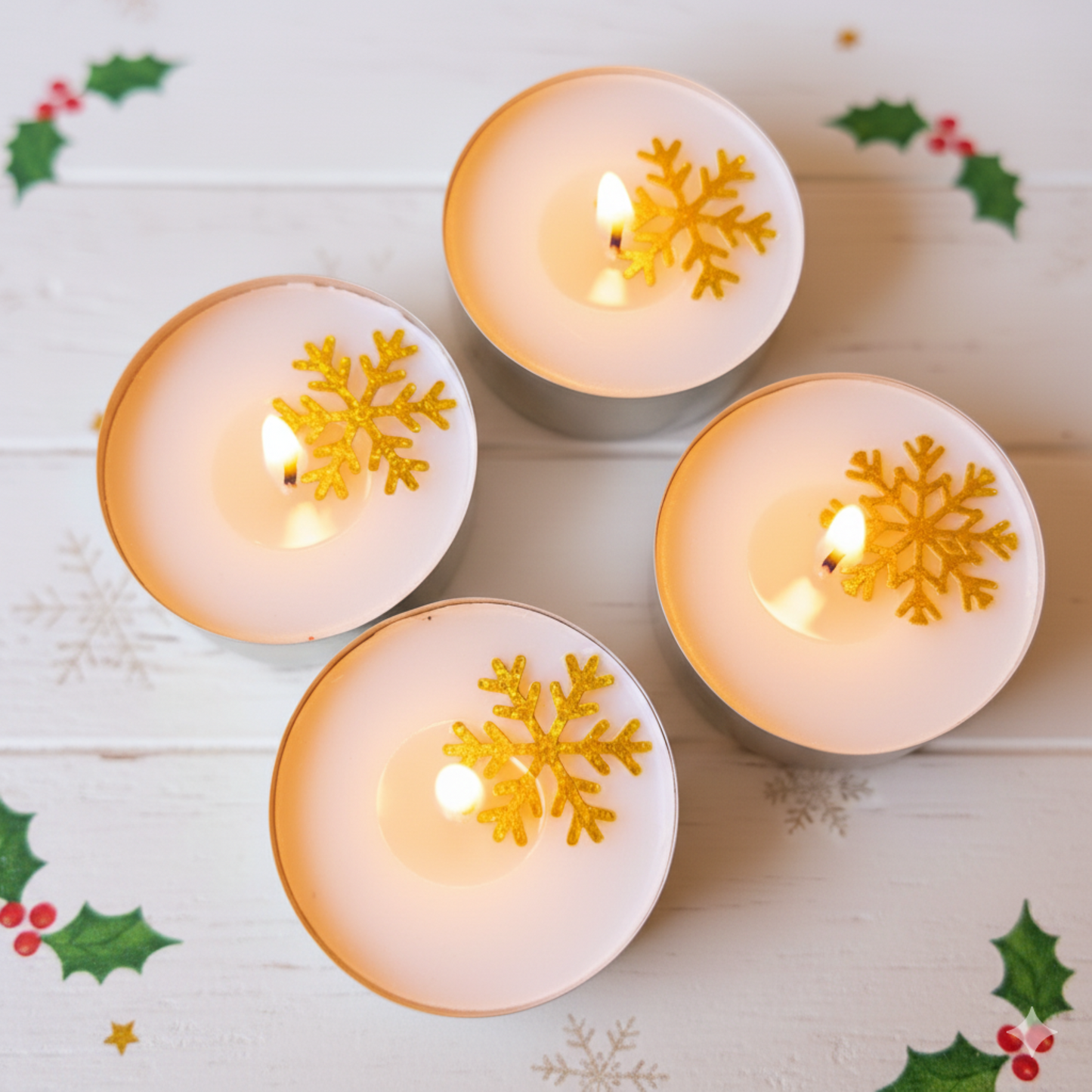 Christmas Tea Light Snowflake Candle Set of 4