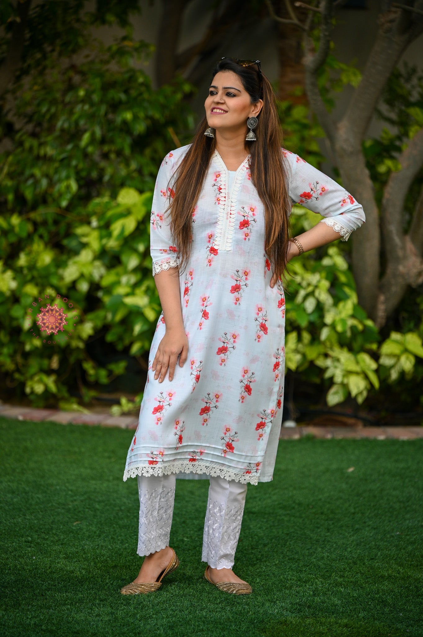 Cotton Stitched Kurti With Lace Work