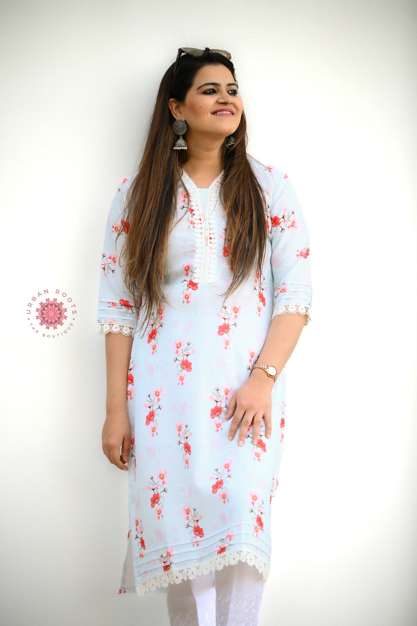 Cotton Stitched Kurti With Lace Work