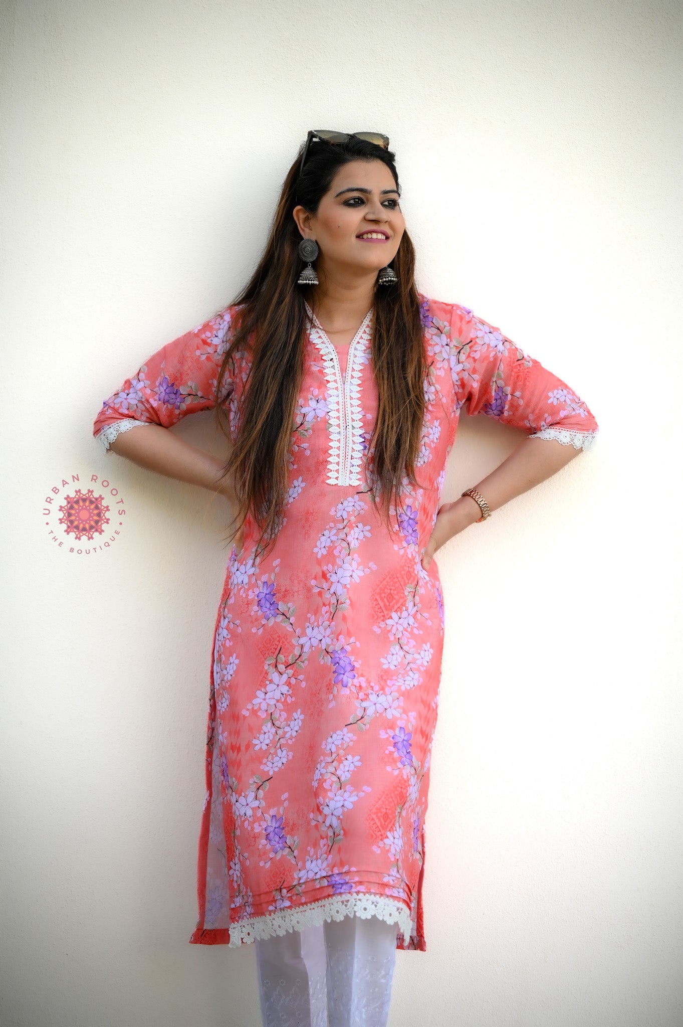 Cotton Stitched Kurti With Lace Work