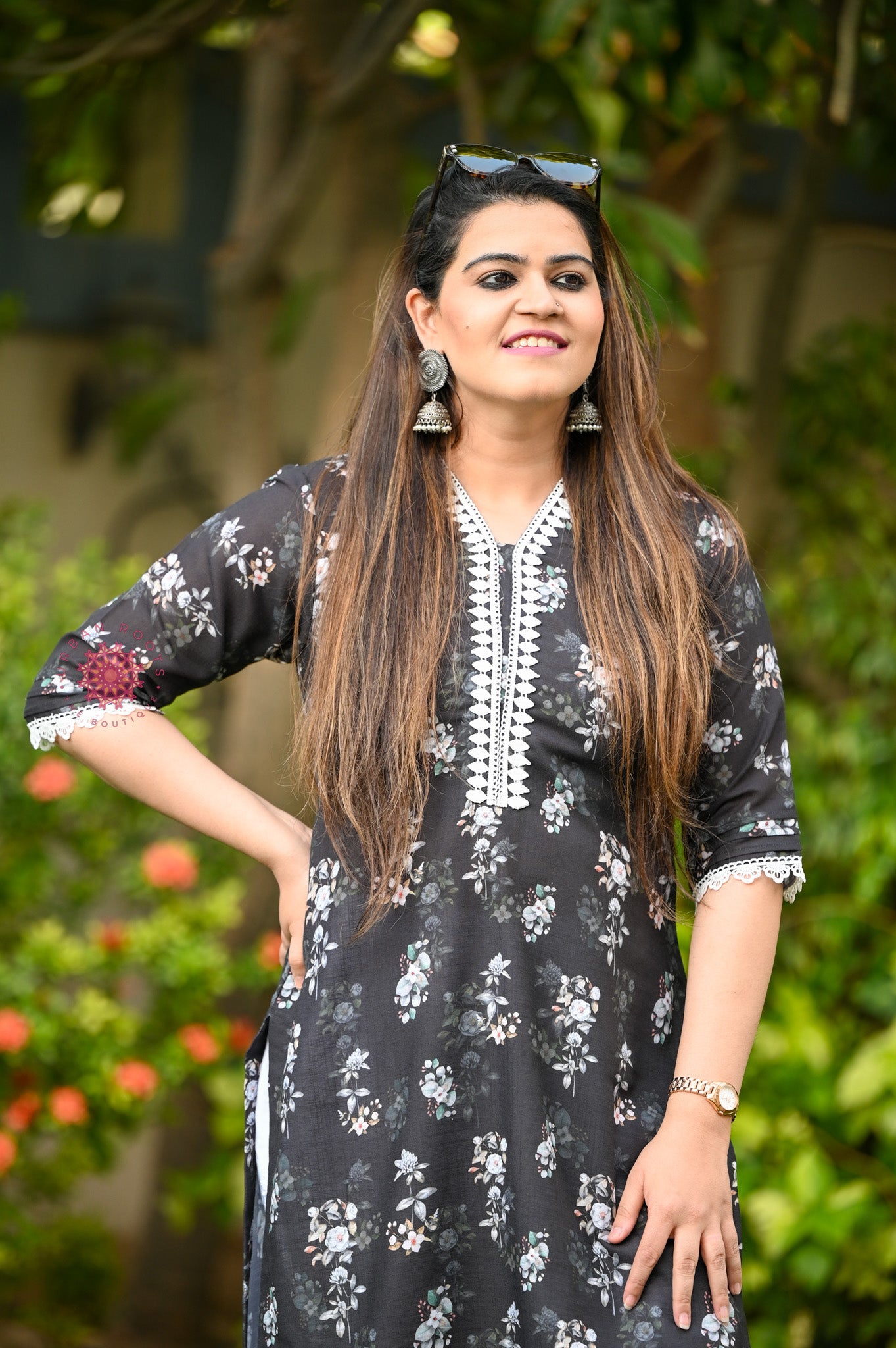 Cotton Stitched Kurti With Lace Work