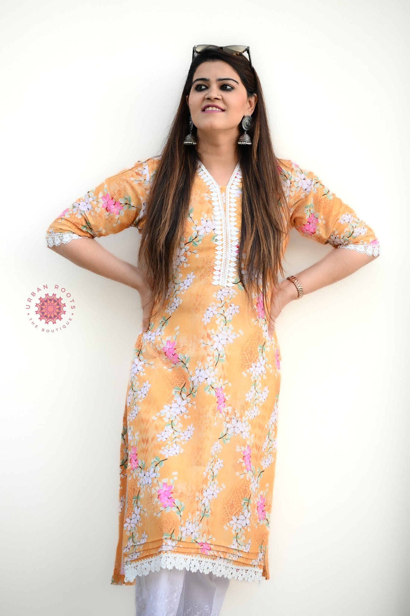Cotton Stitched Kurti With Lace Work