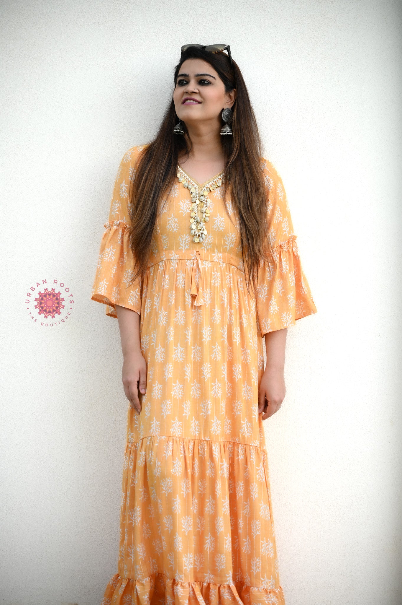 Long Maxi Dress With Shell Lace