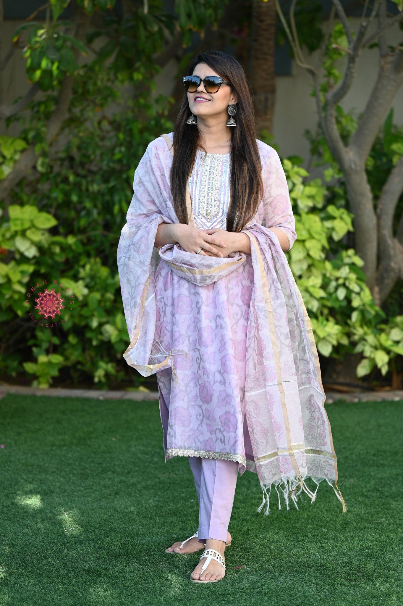Cotton Chanderi Suit With Straight Pants