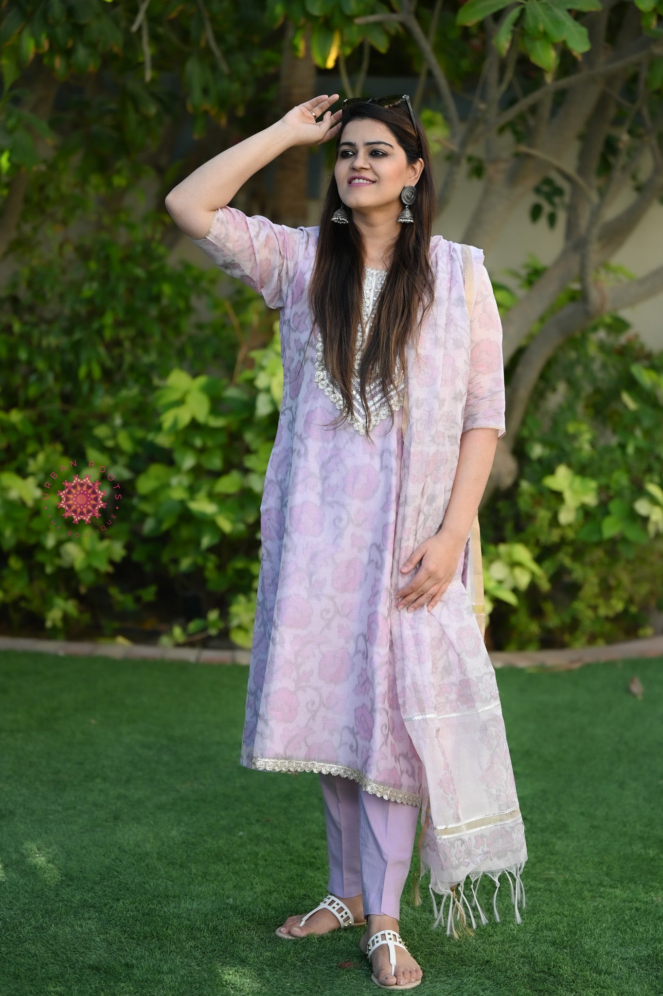 Cotton Chanderi Suit With Straight Pants