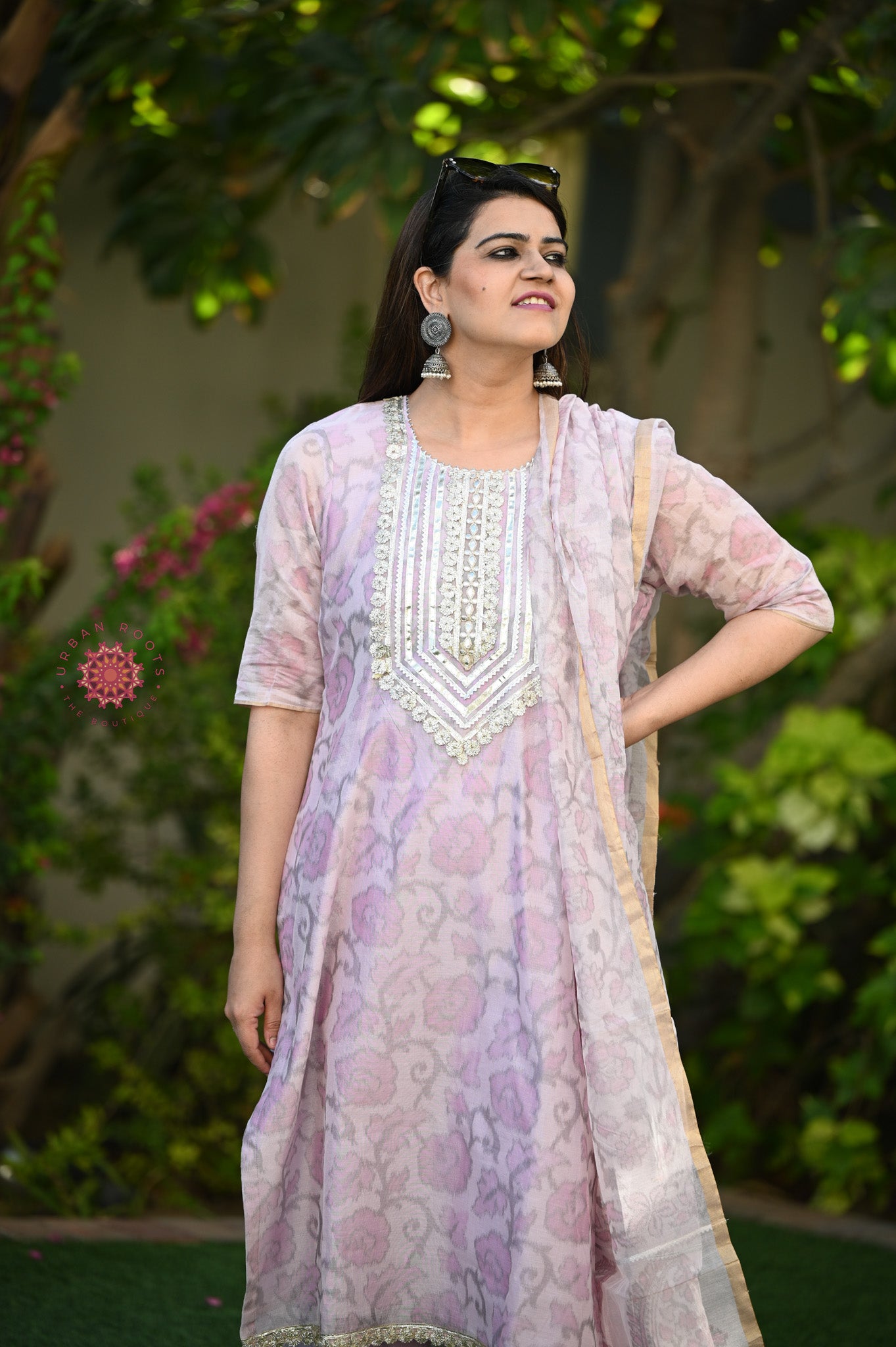 Cotton Chanderi Suit With Straight Pants