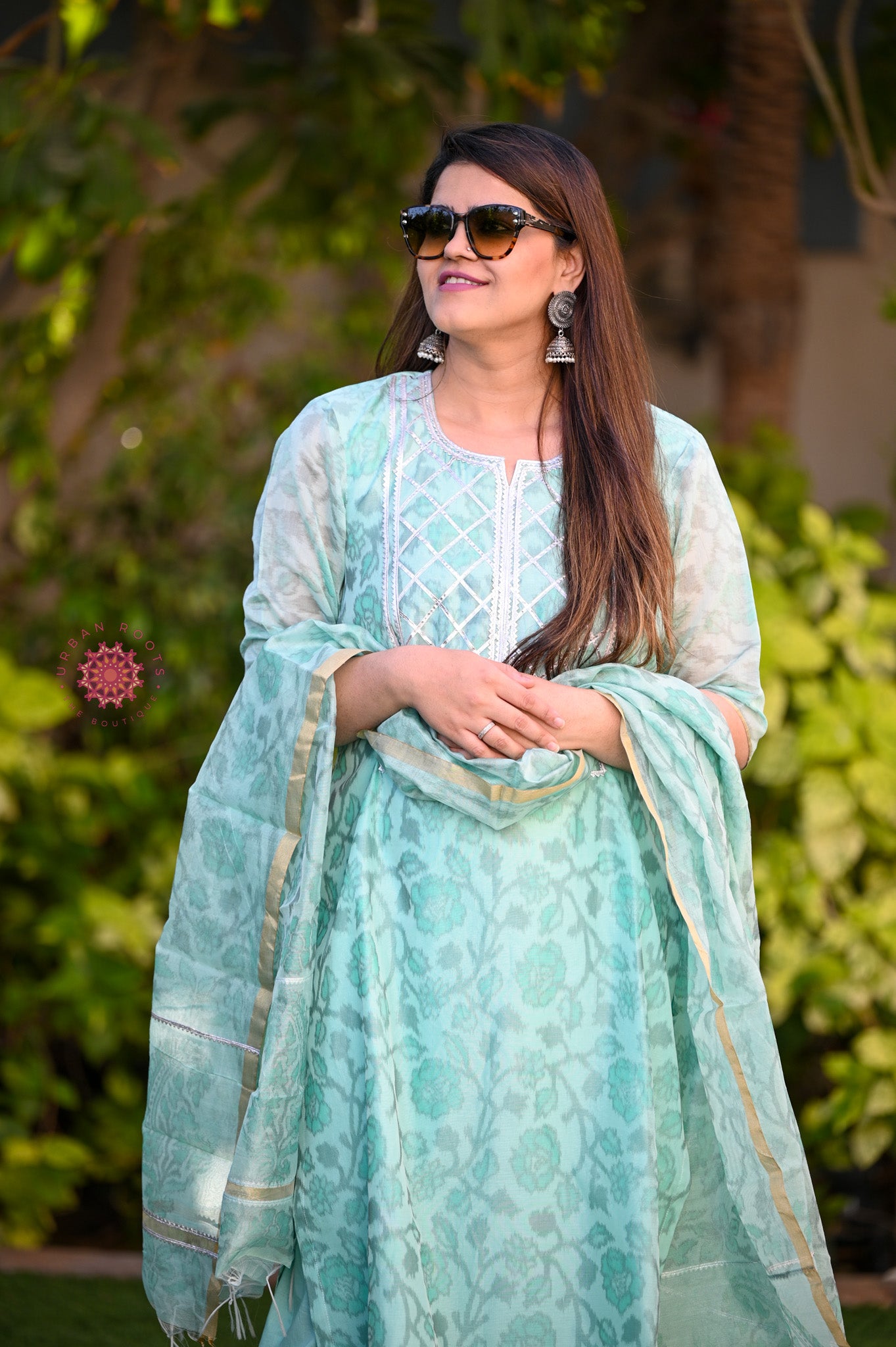 Cotton Chanderi Suit With Straight Pants