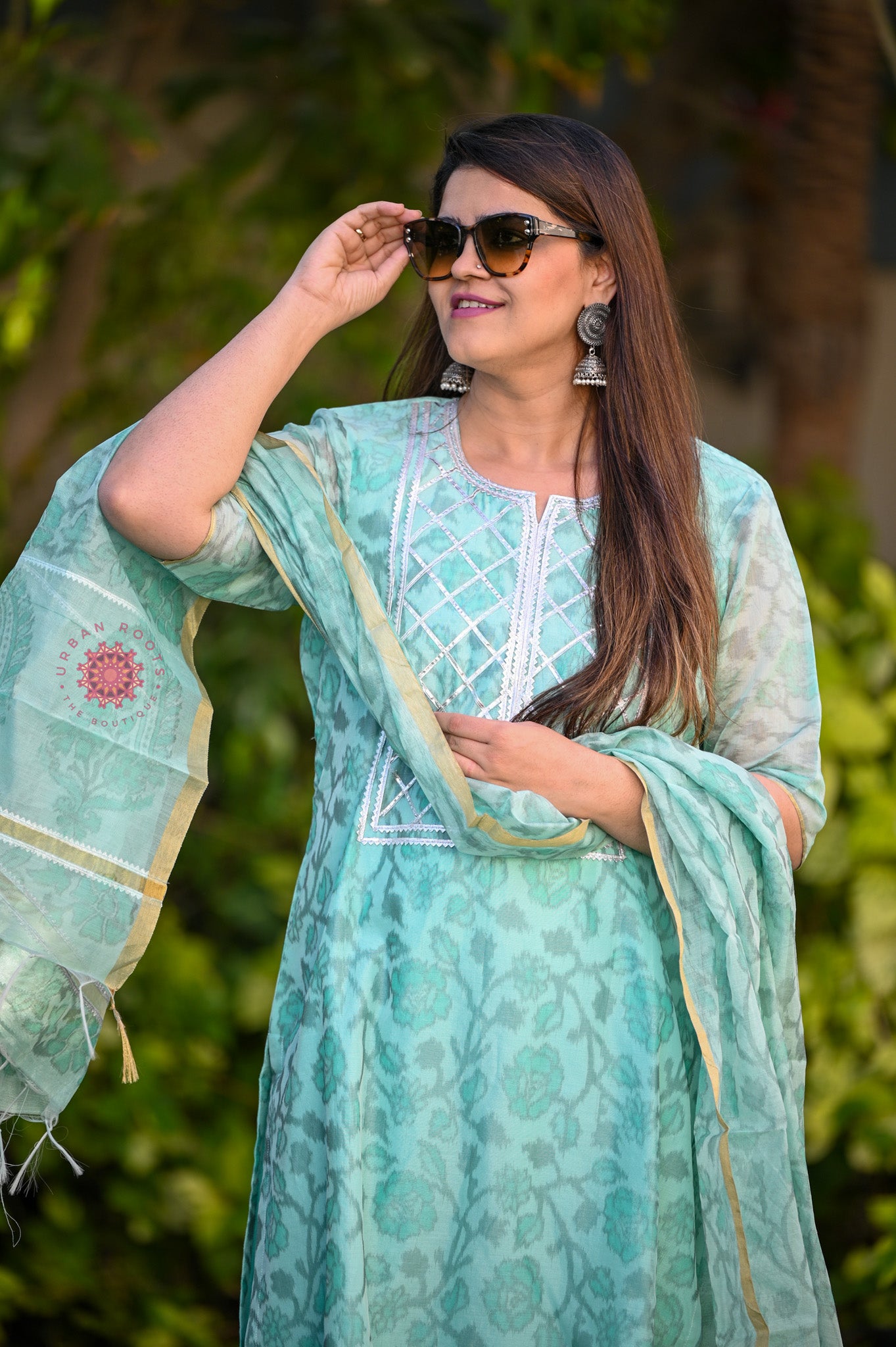 Cotton Chanderi Suit With Straight Pants