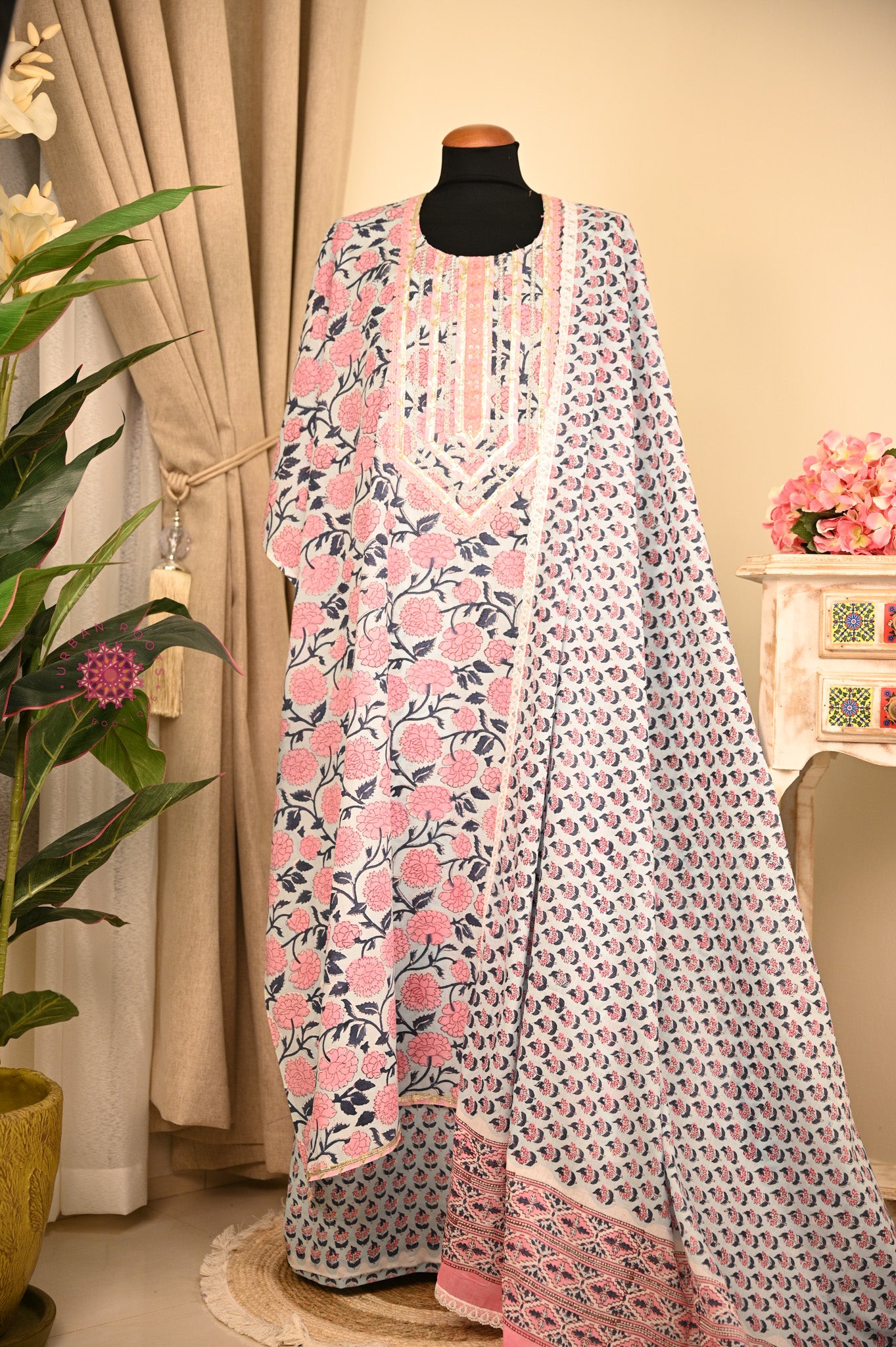 Cotton Hand Block Printed Fabric Set