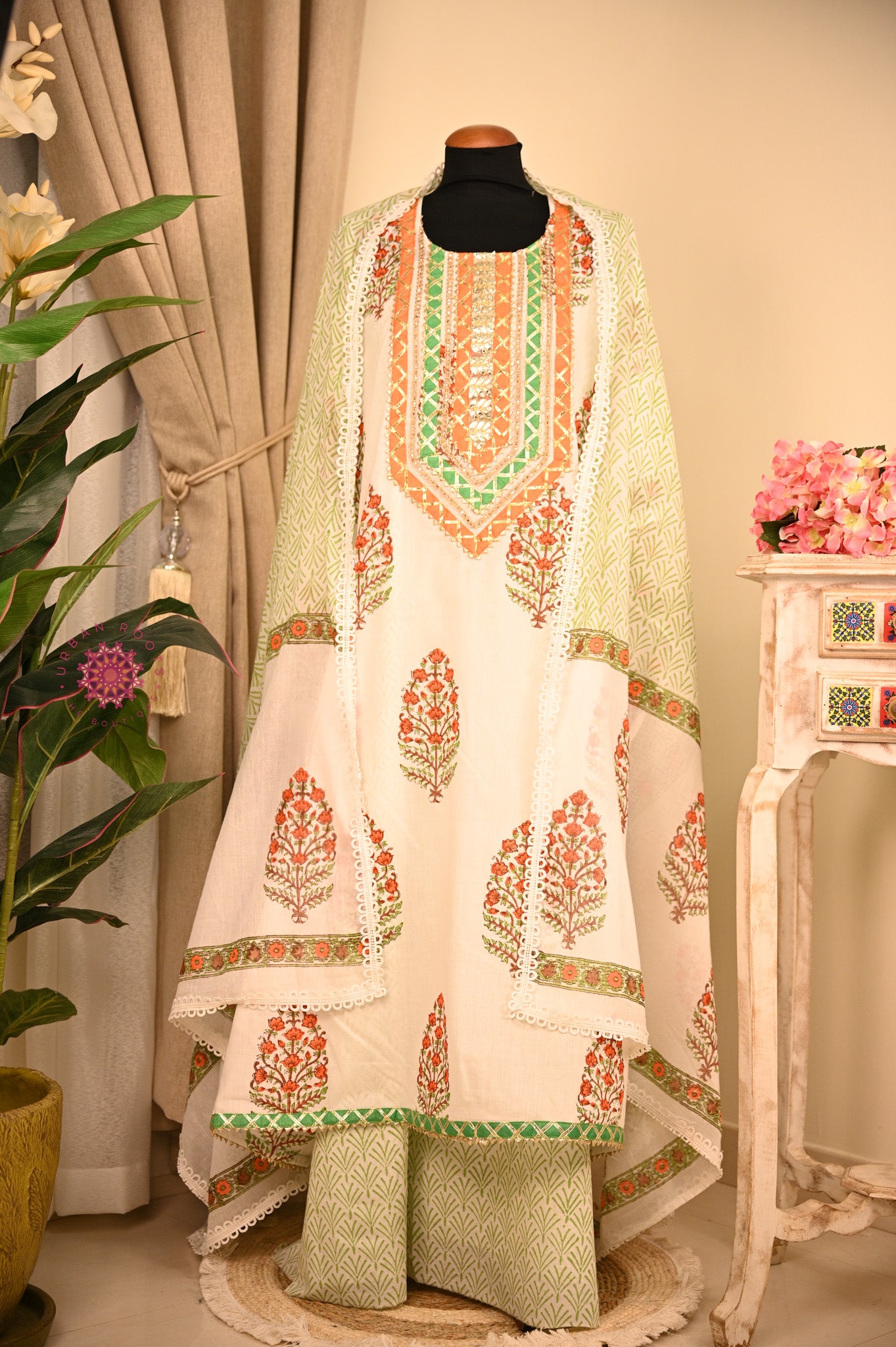 Cotton Hand Block Printed Fabric Set