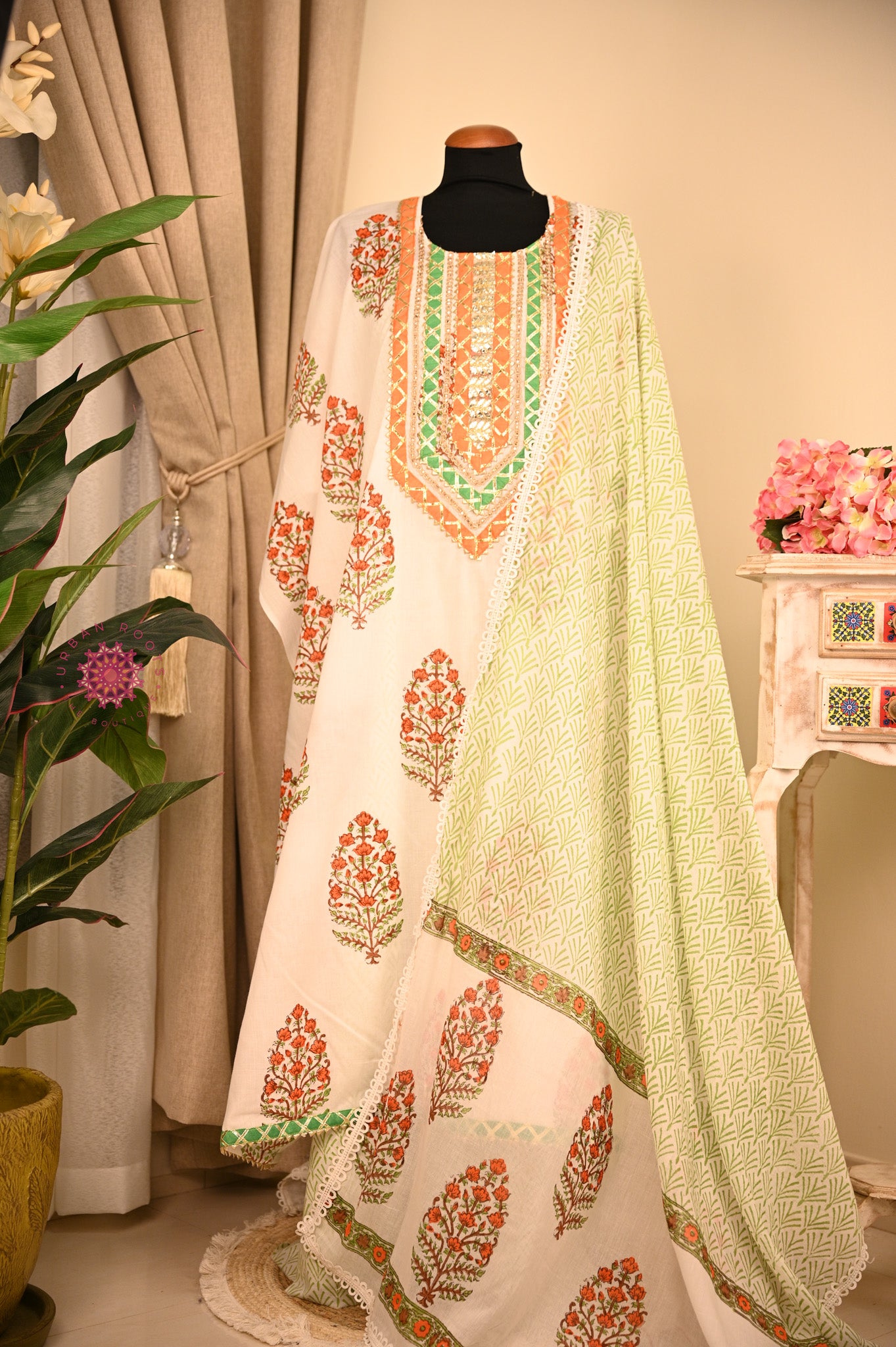 Cotton Hand Block Printed Fabric Set