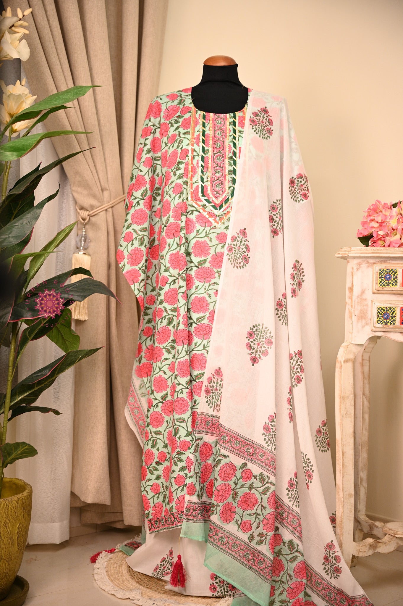 Cotton Hand Block Printed Fabric Set
