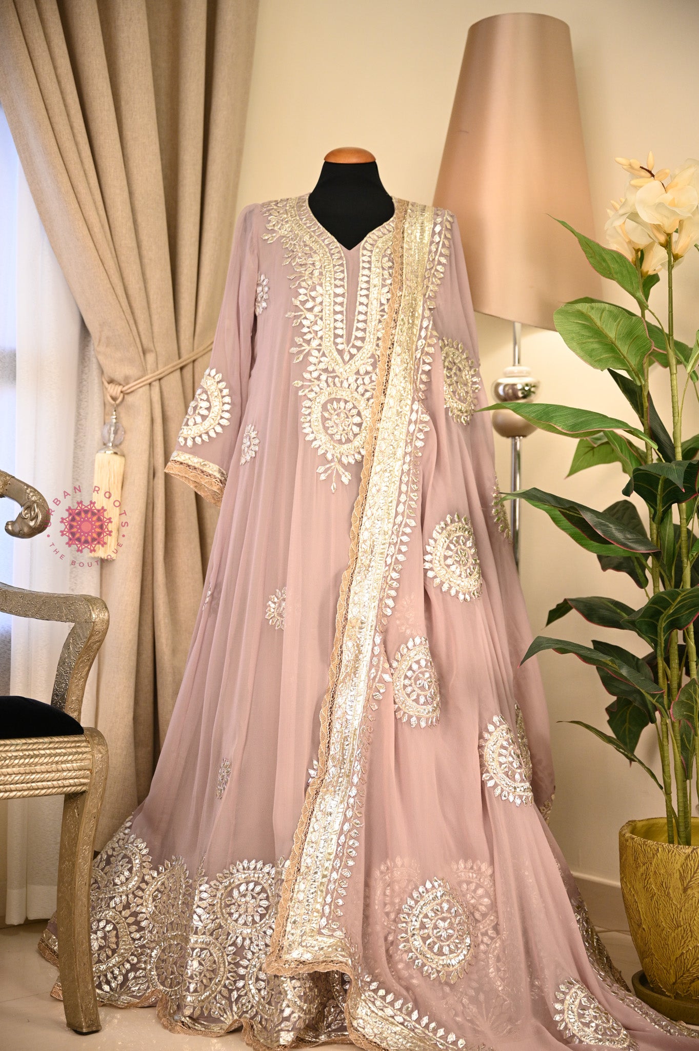 Georgette Anarkali With Hand Gota Work