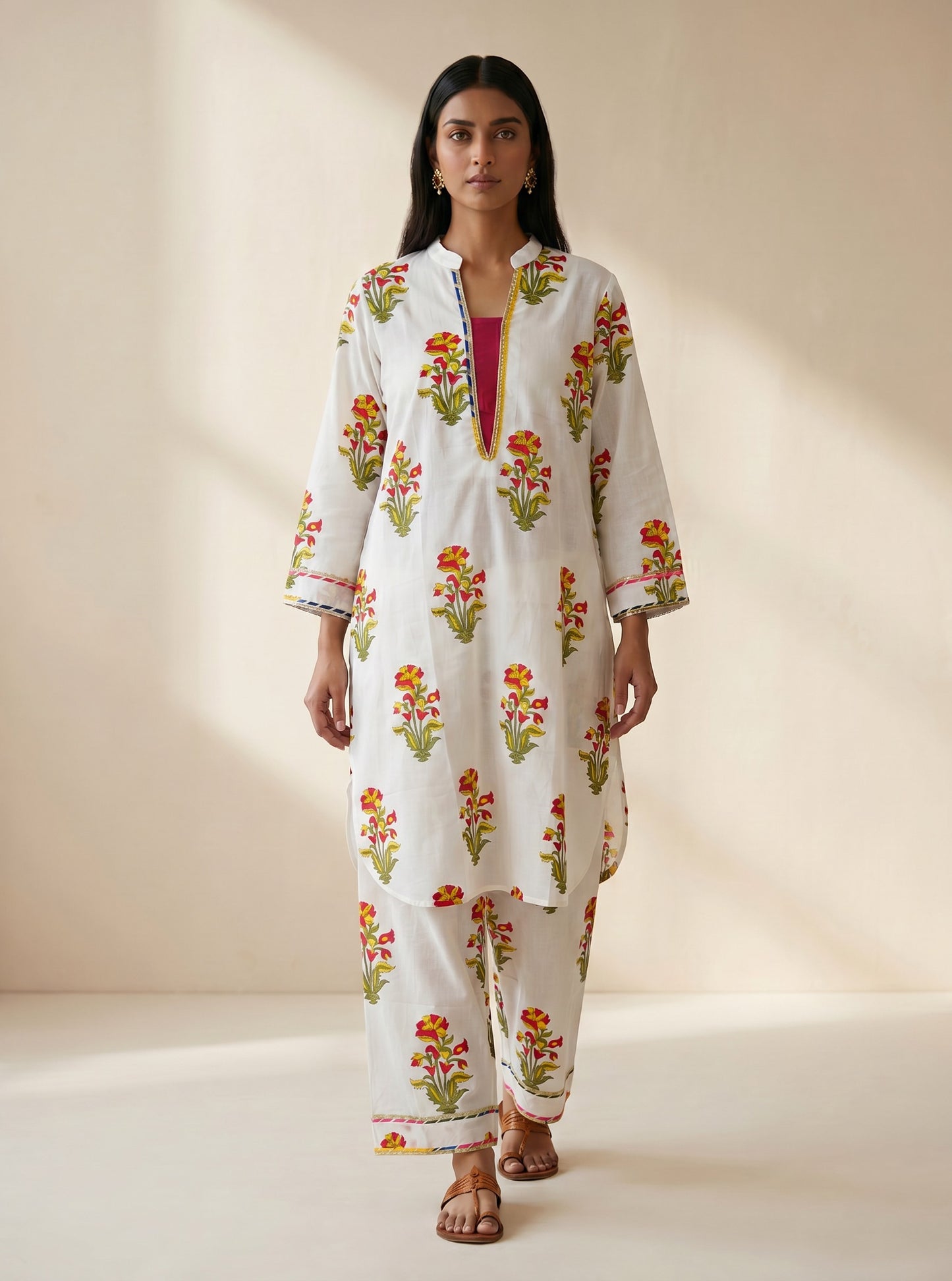 Gulposh Ivory Handblock Kurta Set