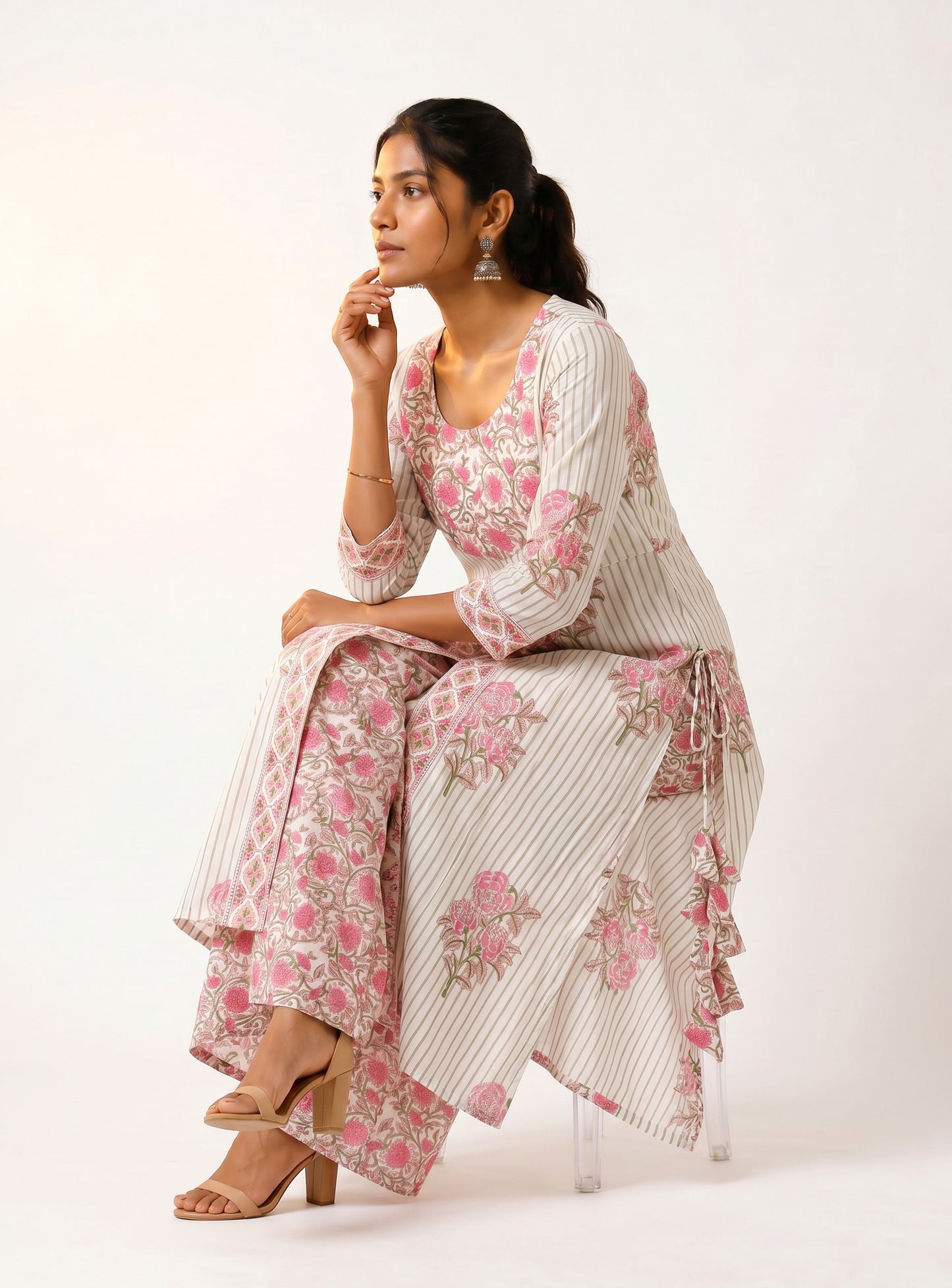 Rosé Vanya Floral Kurta Palazzo Set