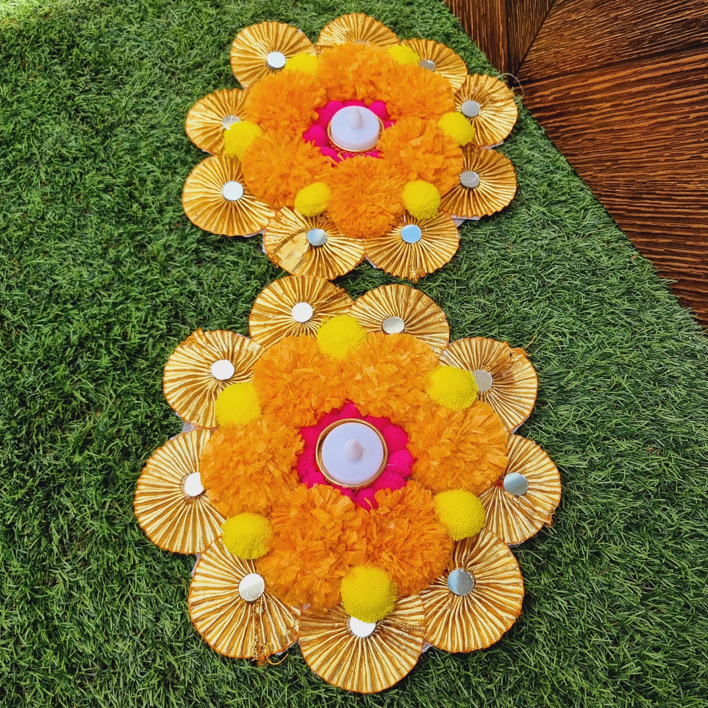 Rangoli Mat With Tea Light Holder ( Set of 2) - Urban Roots