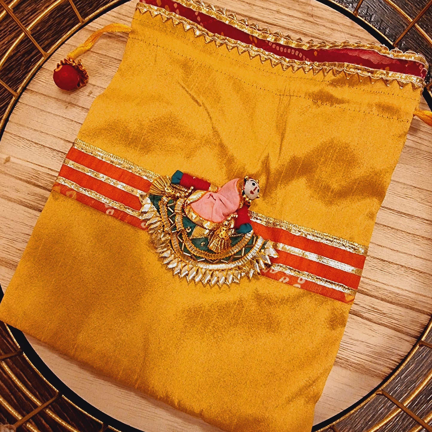 Puppet Latkan Potli Gifting Bag Yellow