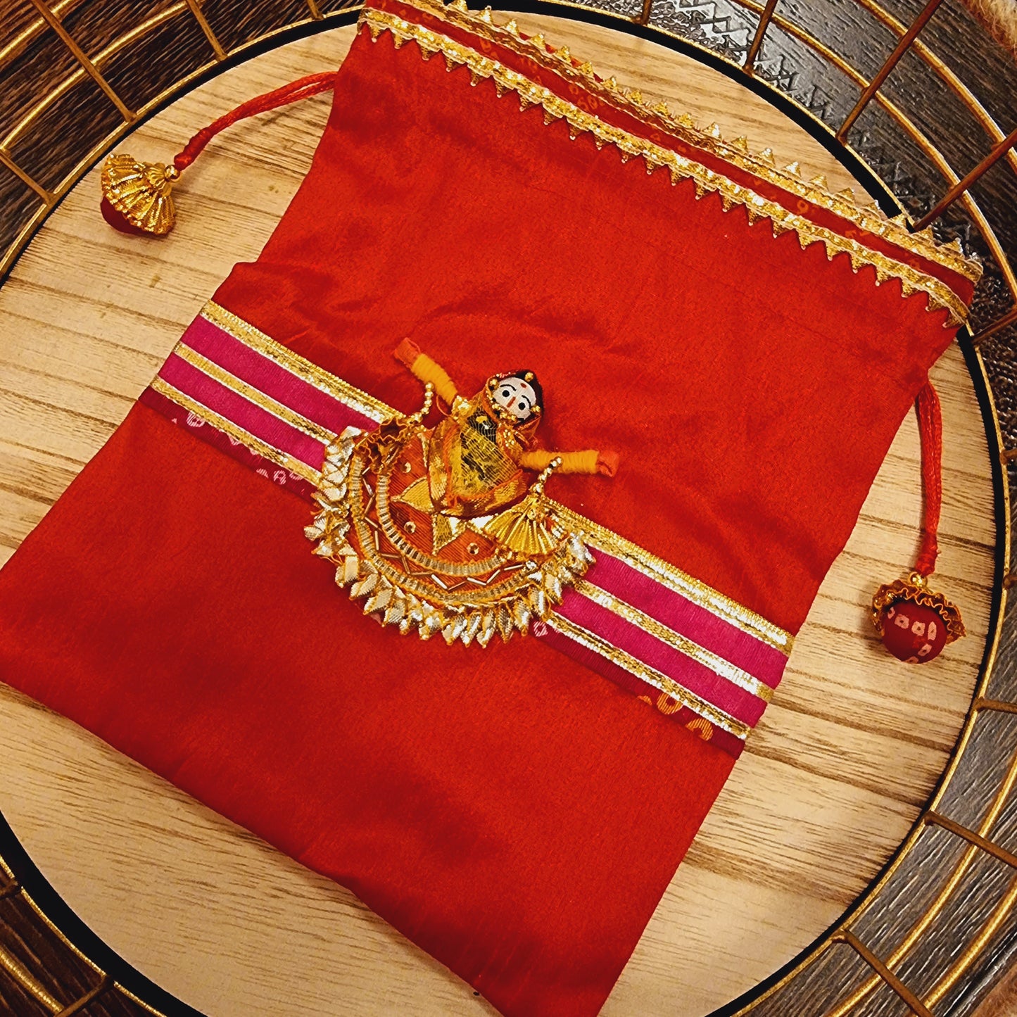 Puppet Latkan Potli Gifting Bag Red