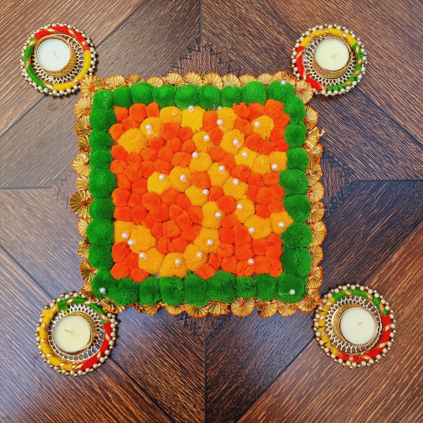 Floral Rangoli Mat ( Set of 5 Pieces) - Urban Roots