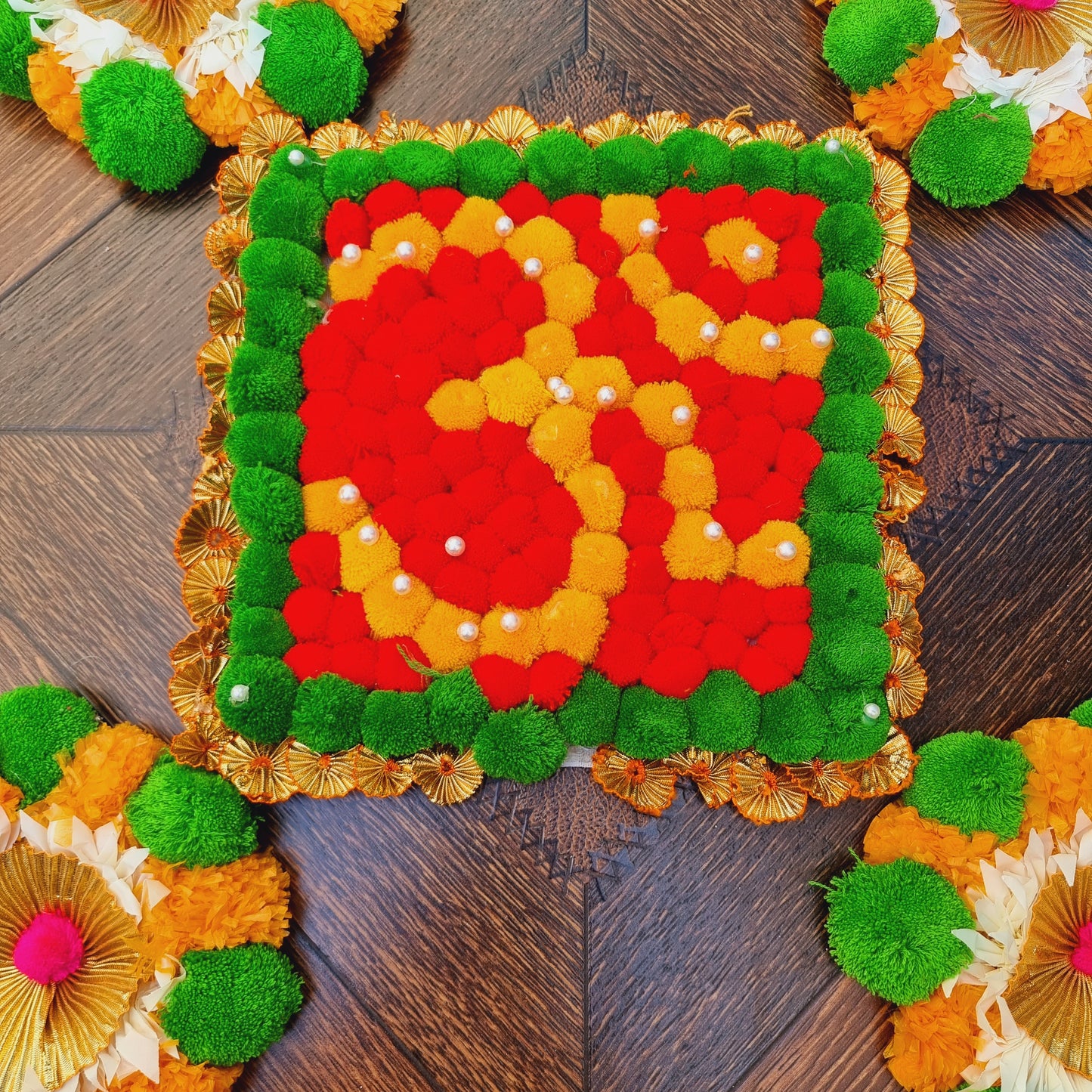 Floral Rangoli Mat ( Set of 5 Pieces) - Urban Roots