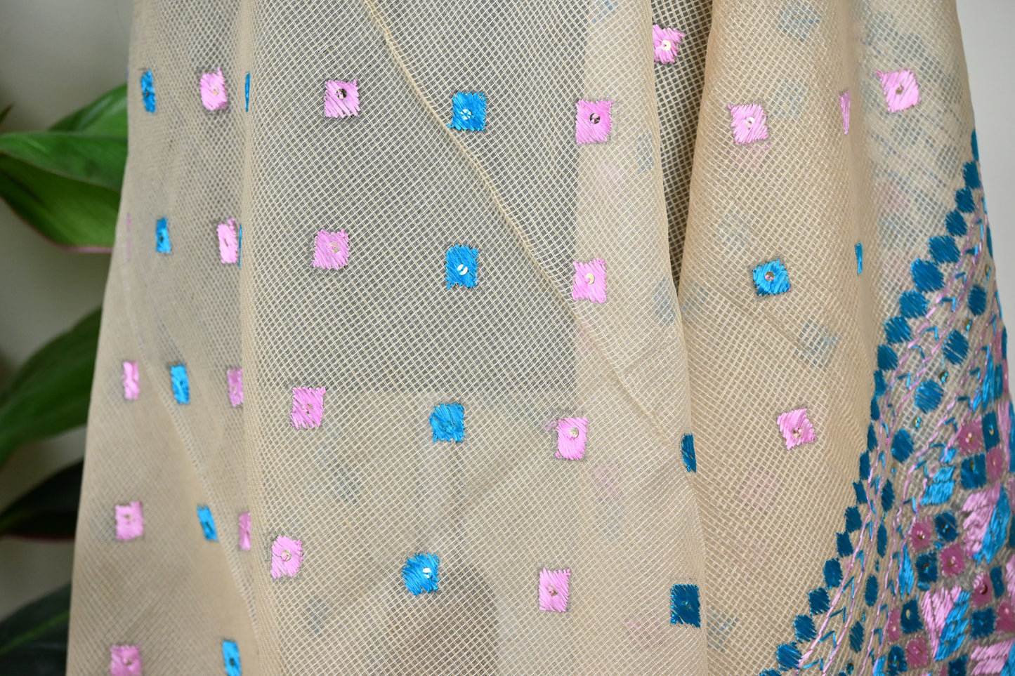 Kota Doria Phulkari Dupatta - Urban Roots