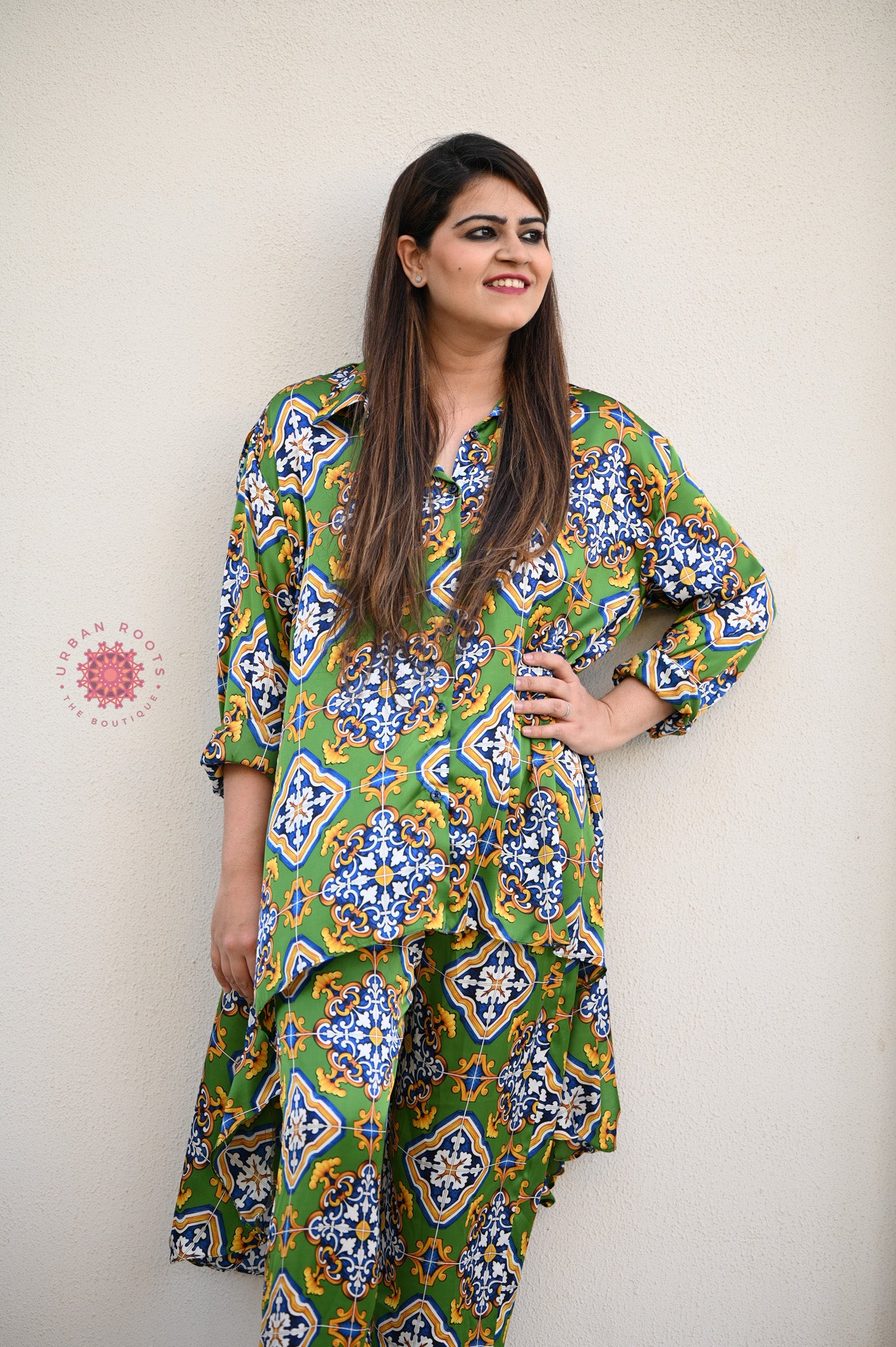 Satin Printed Co-ord Set - Urban Roots