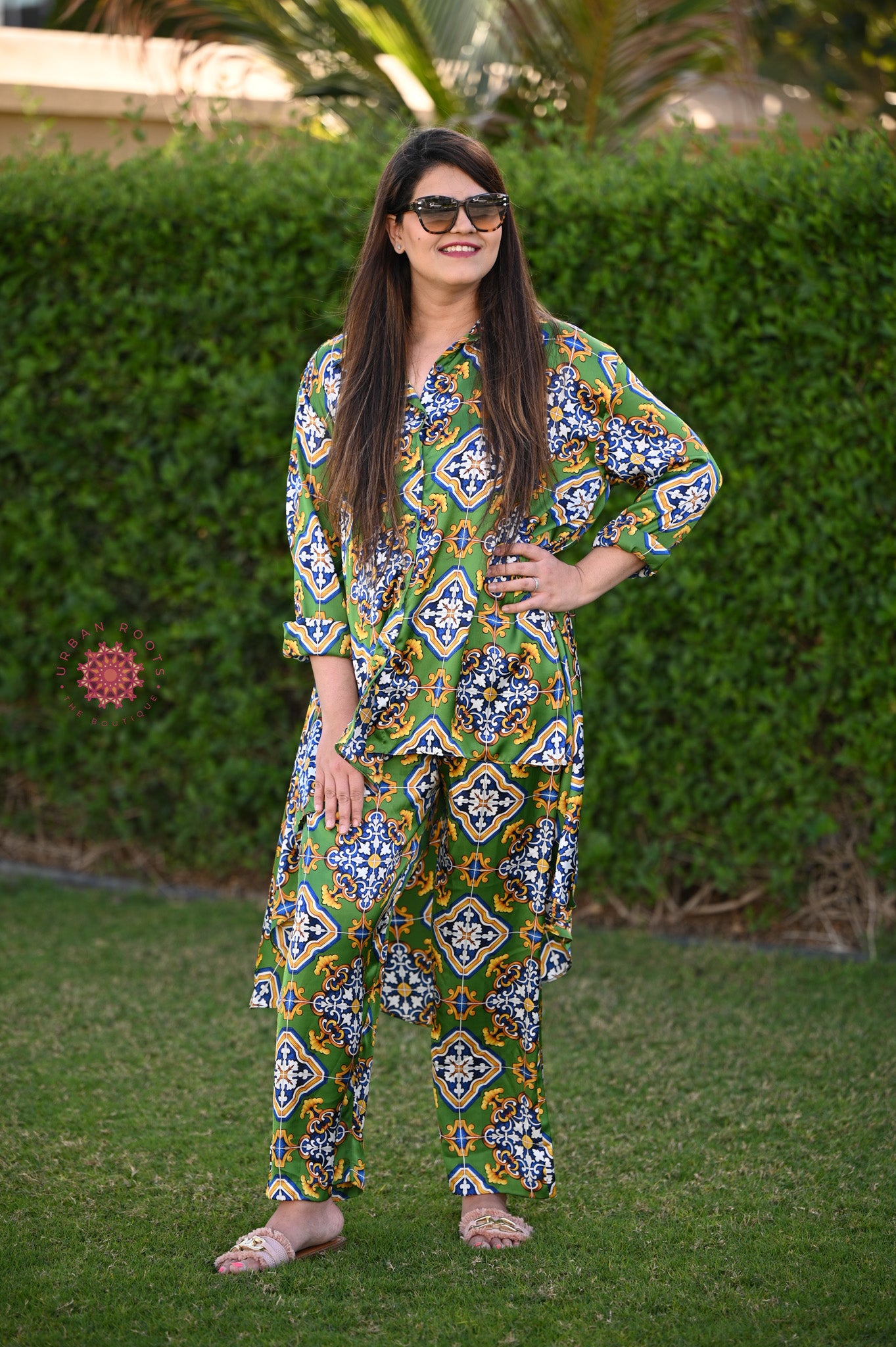 Satin Printed Co-ord Set - Urban Roots