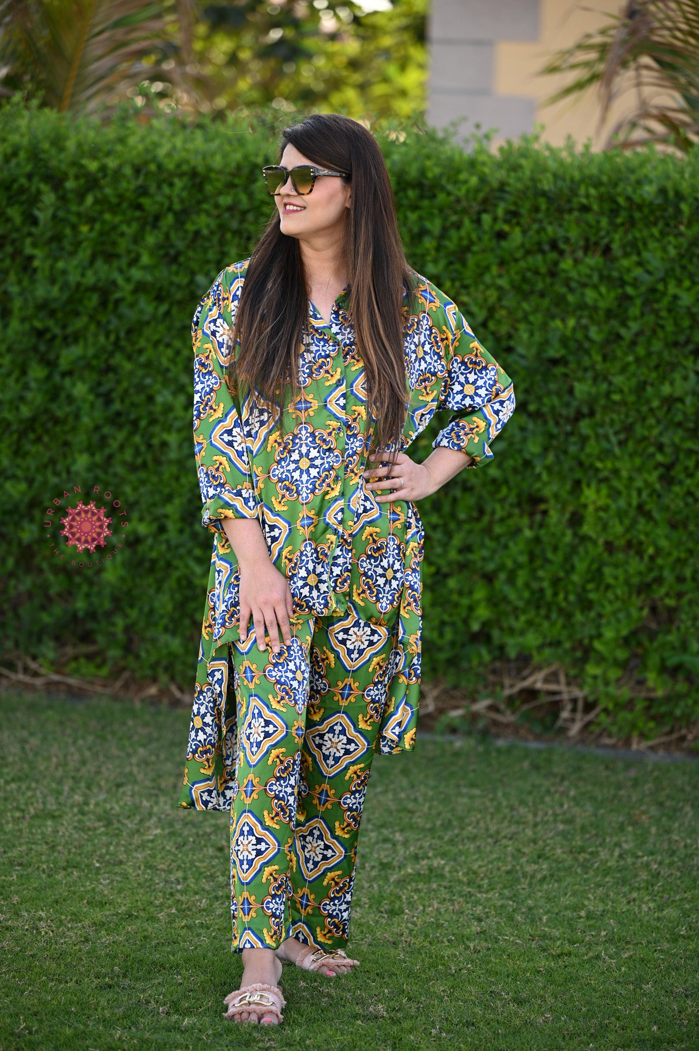 Satin Printed Co-ord Set - Urban Roots