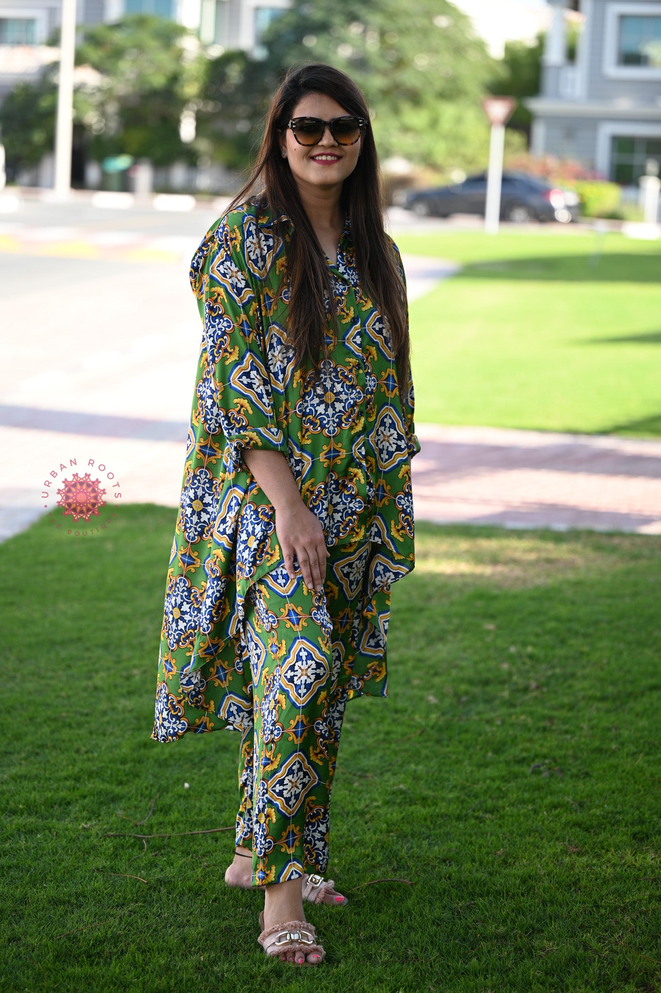 Satin Printed Co-ord Set - Urban Roots