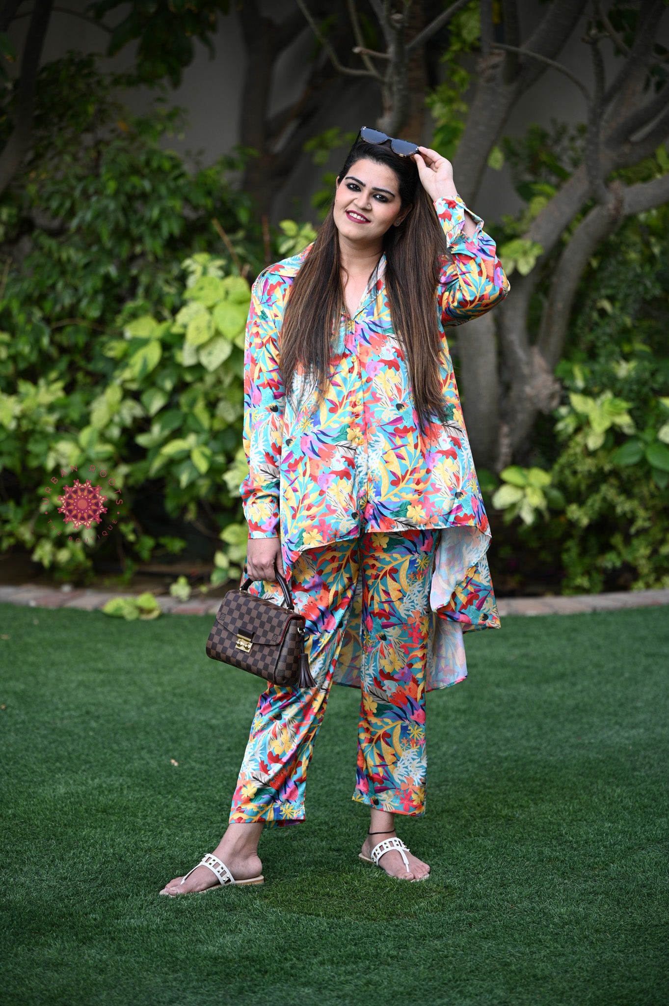Satin Printed Co-ord Set - Urban Roots