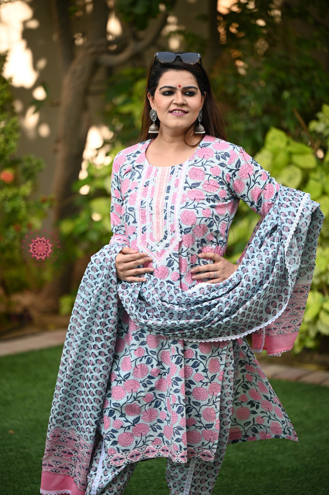 Block Printed Suit With Tulip Pants - Urban Roots