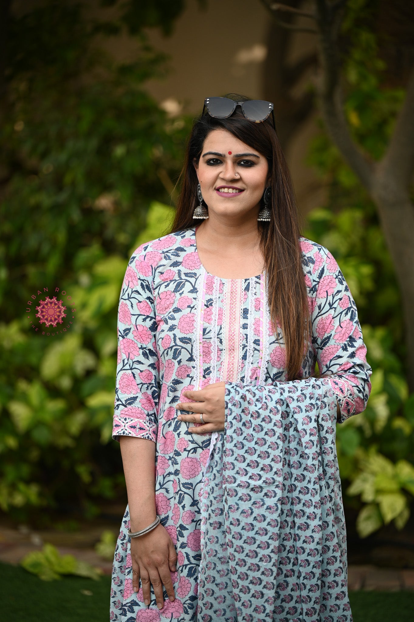 Block Printed Suit With Tulip Pants - Urban Roots