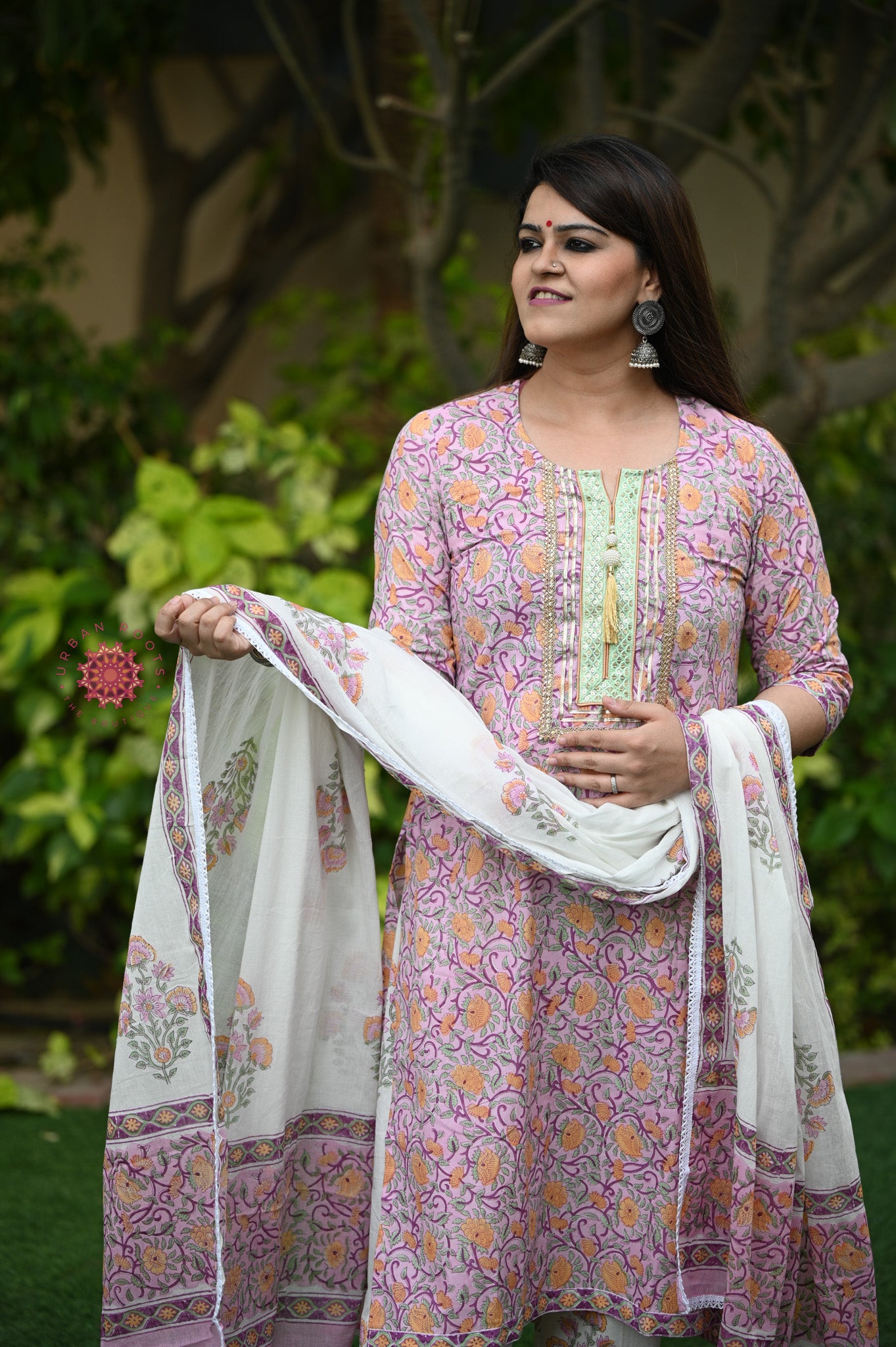 Block Printed Suit With Straight Pants - Urban Roots