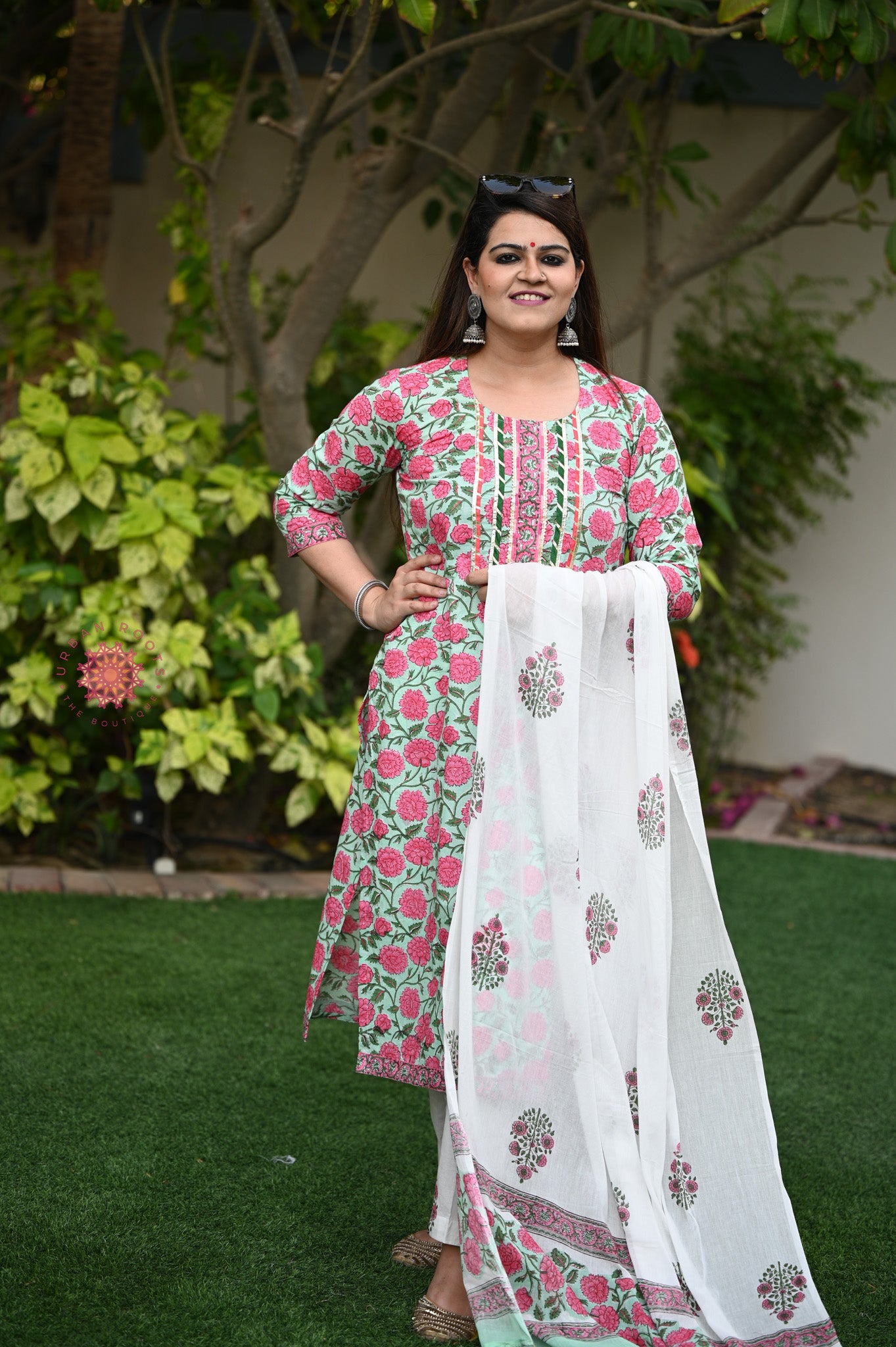 Block Printed Suit With Straight Pants - Urban Roots