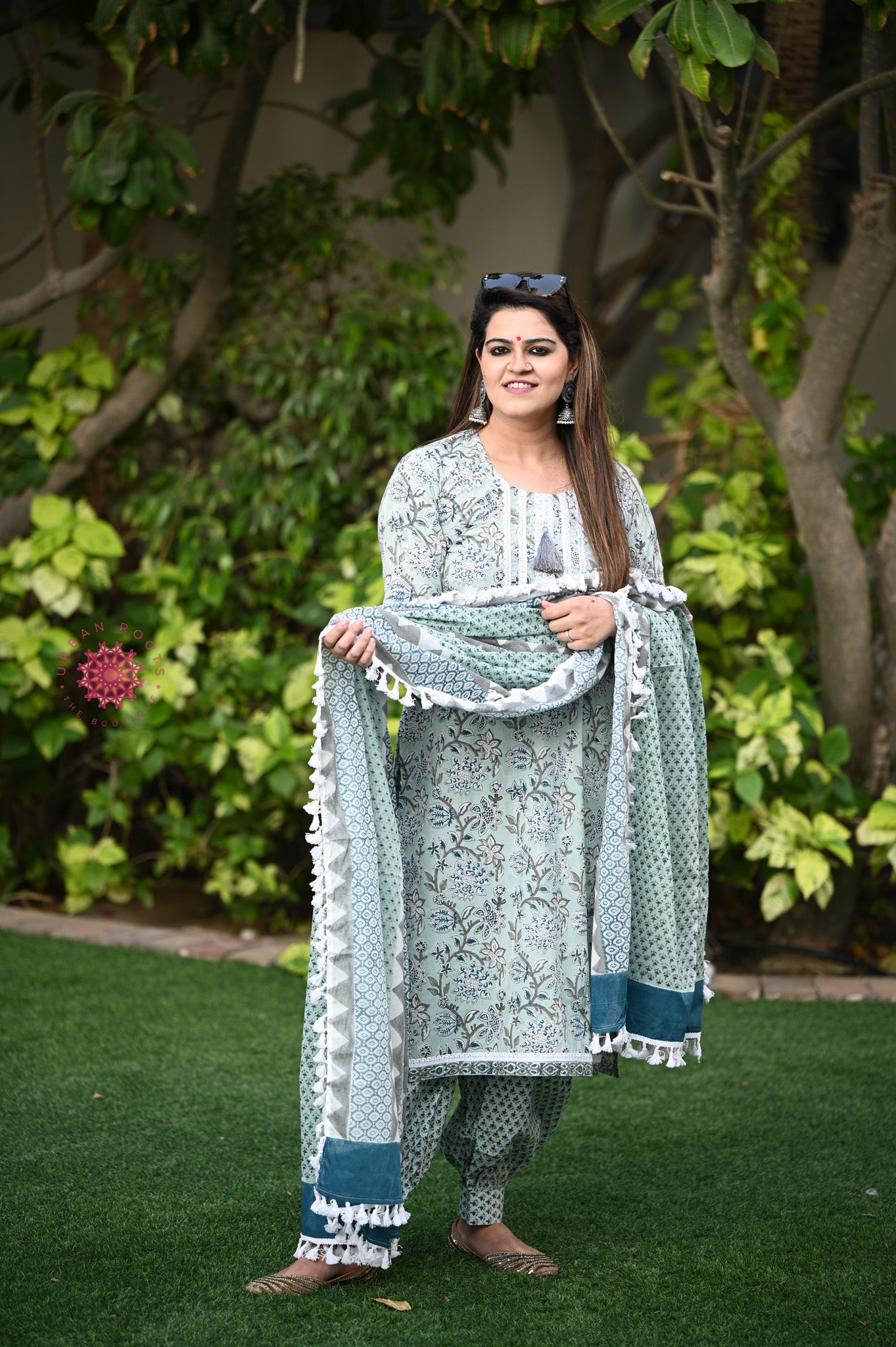 Block Printed Suit With Afghani Salwar - Urban Roots