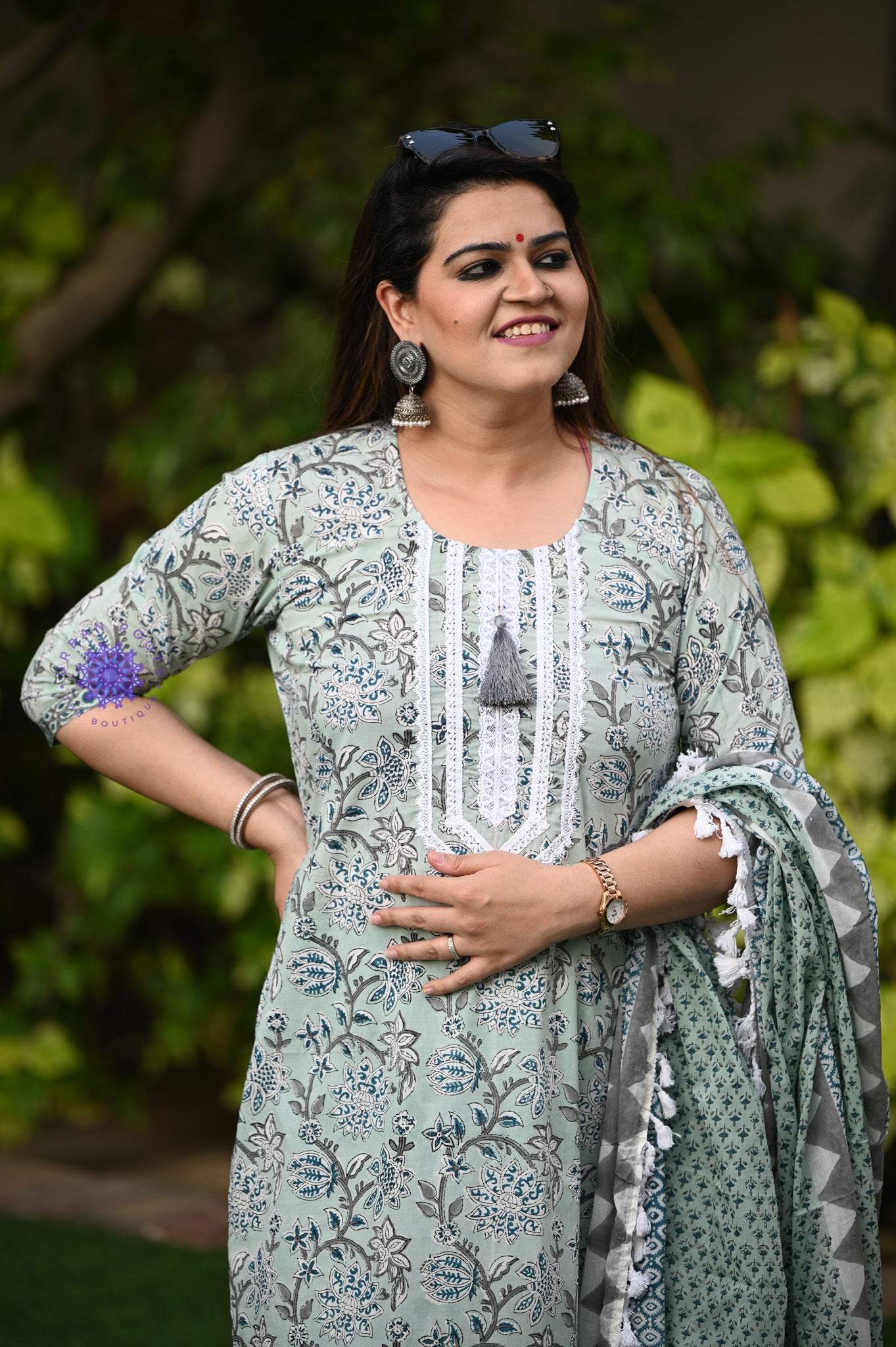 Block Printed Suit With Afghani Salwar - Urban Roots