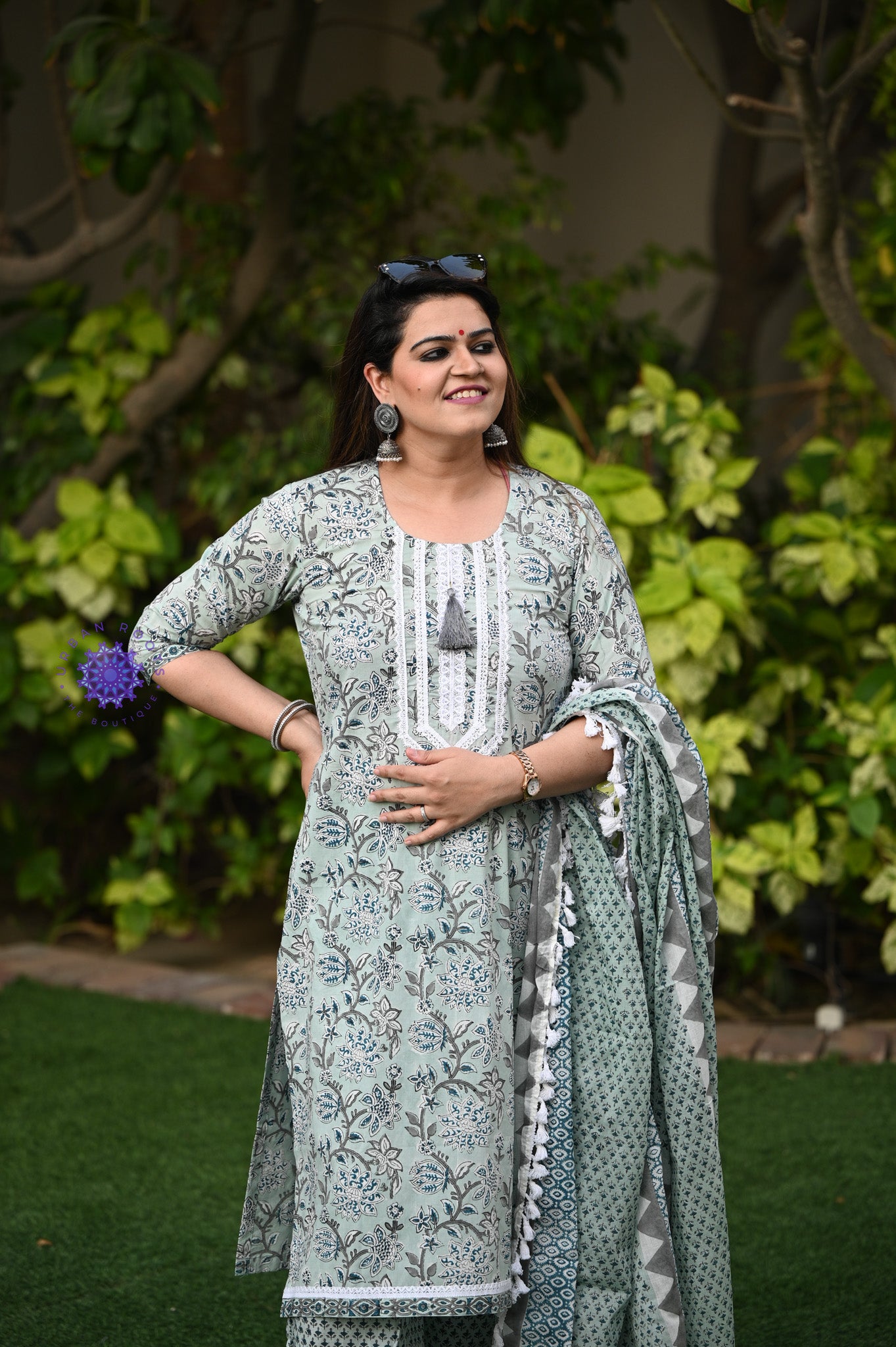 Block Printed Suit With Afghani Salwar - Urban Roots