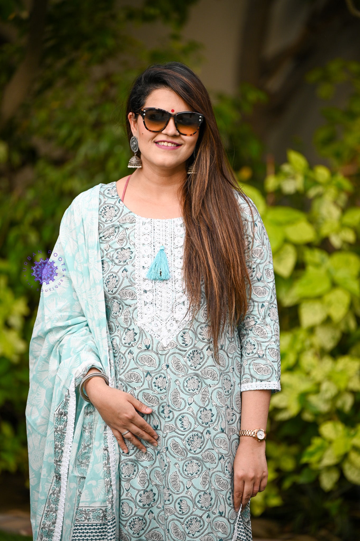Block Printed Suit With Straight Pants - Urban Roots