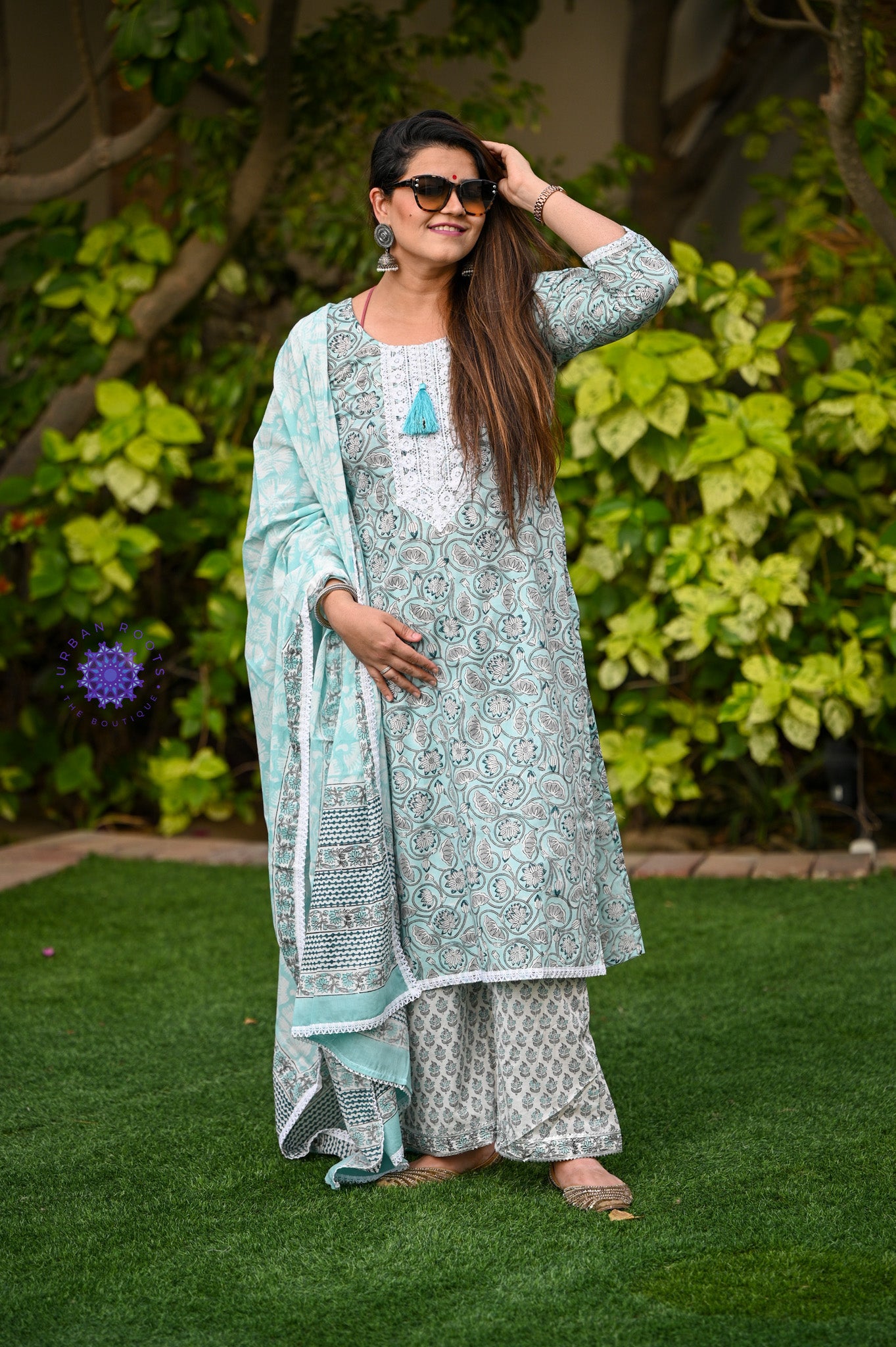 Block Printed Suit With Straight Pants - Urban Roots
