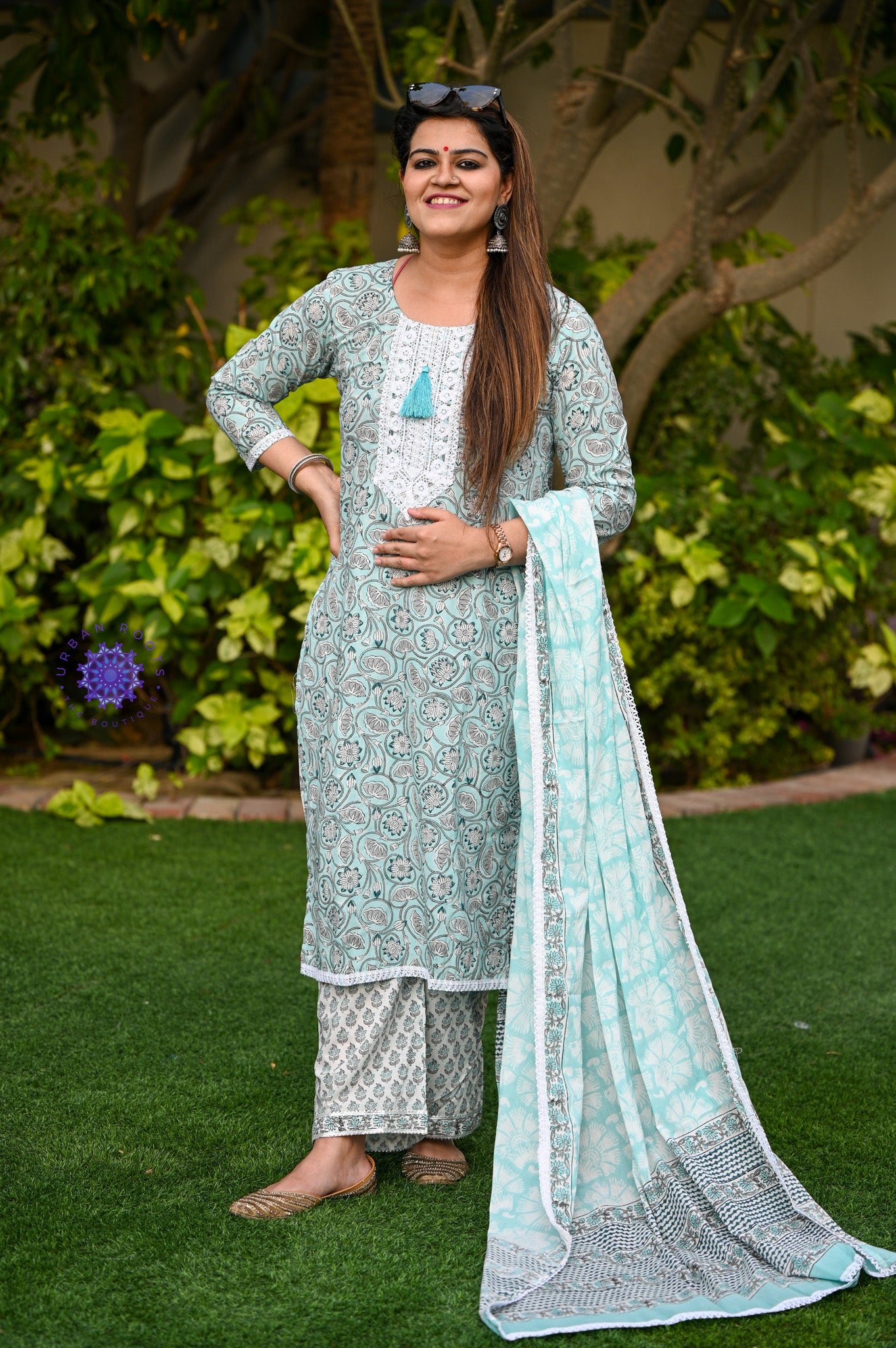 Block Printed Suit With Straight Pants - Urban Roots