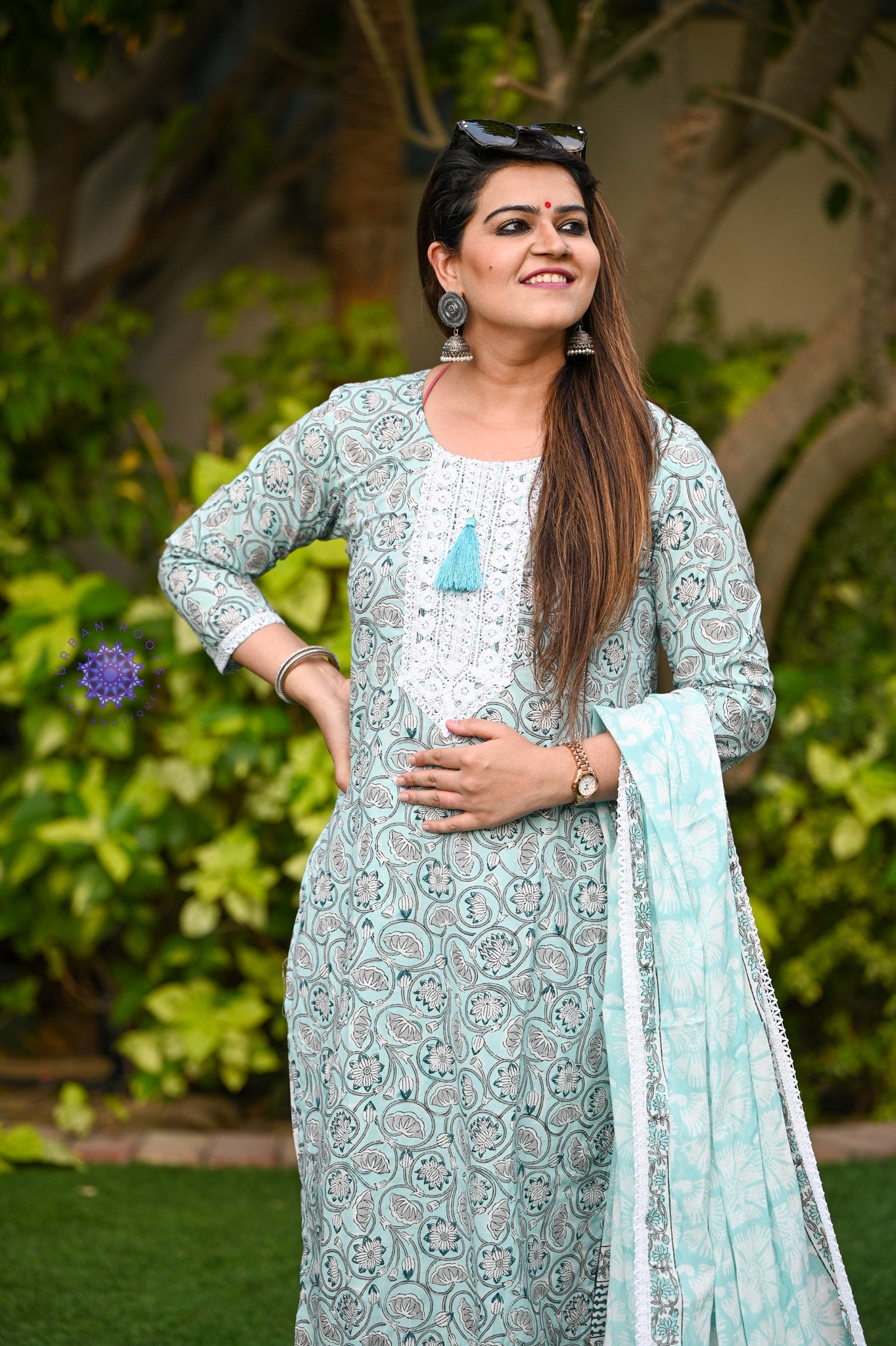 Block Printed Suit With Straight Pants - Urban Roots