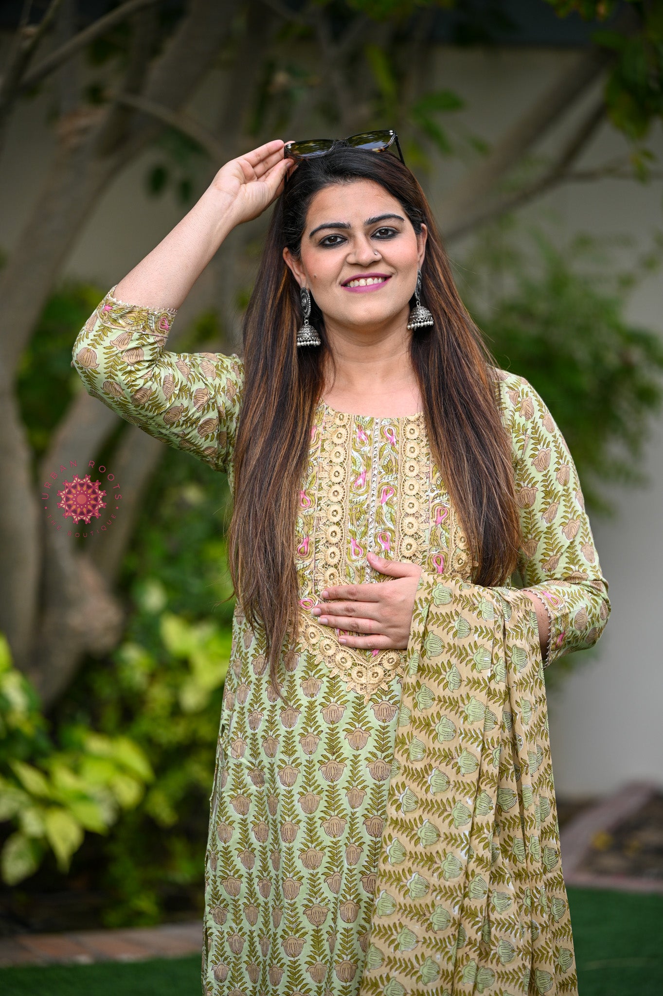 Block Printed Suit With Straight Pants