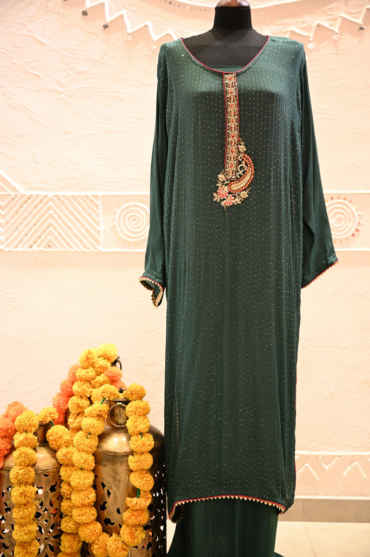 Georgette Festive Suit With Banarasi Dupatta - Urban Roots