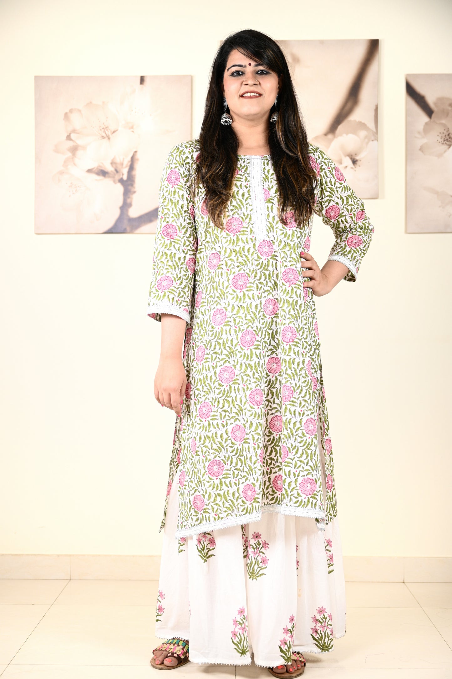 Hand Block Printed Stitched Sharara - Urban Roots