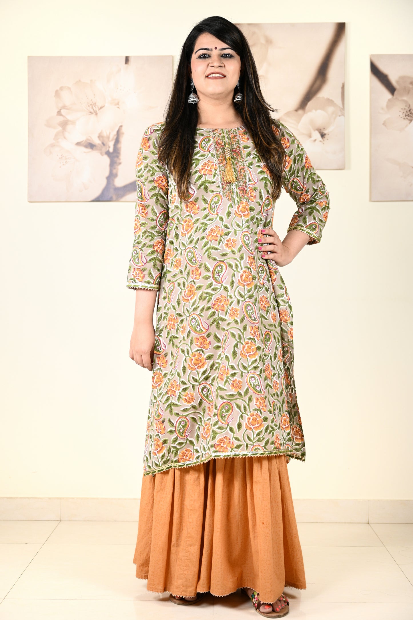 Hand Block Printed Stitched Sharara - Urban Roots