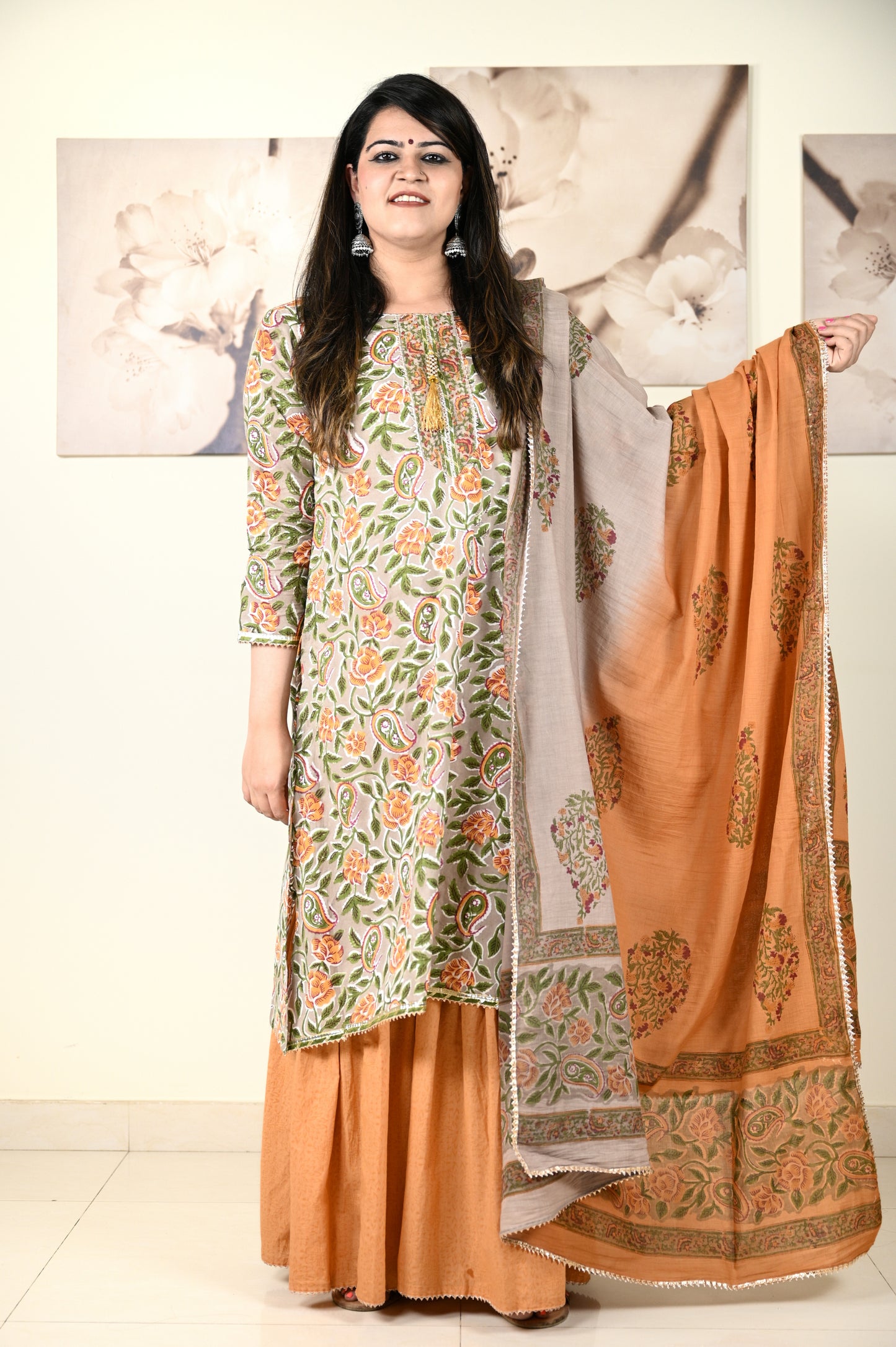 Hand Block Printed Stitched Sharara - Urban Roots