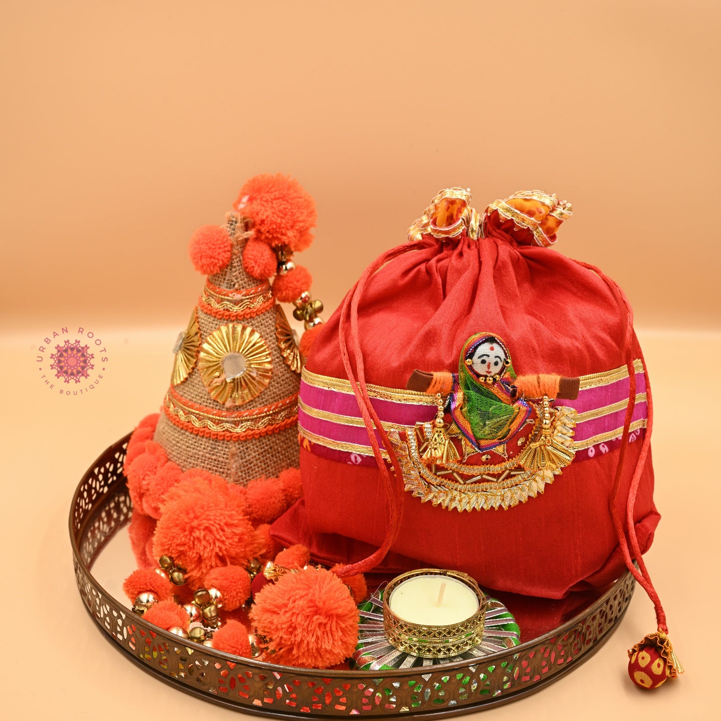 Puppet Latkan Potli Gifting Bag Red - Urban Roots