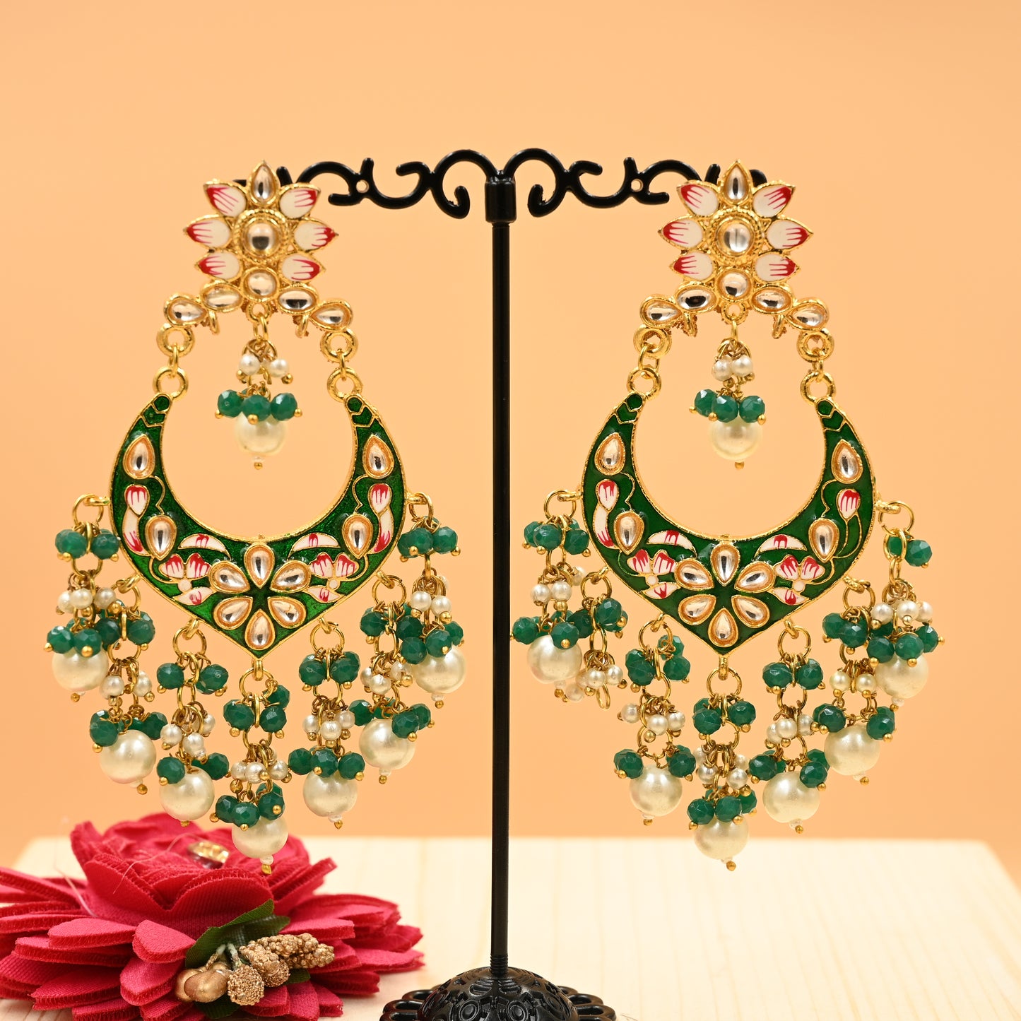 Hand Painted Meenakari Chandbali