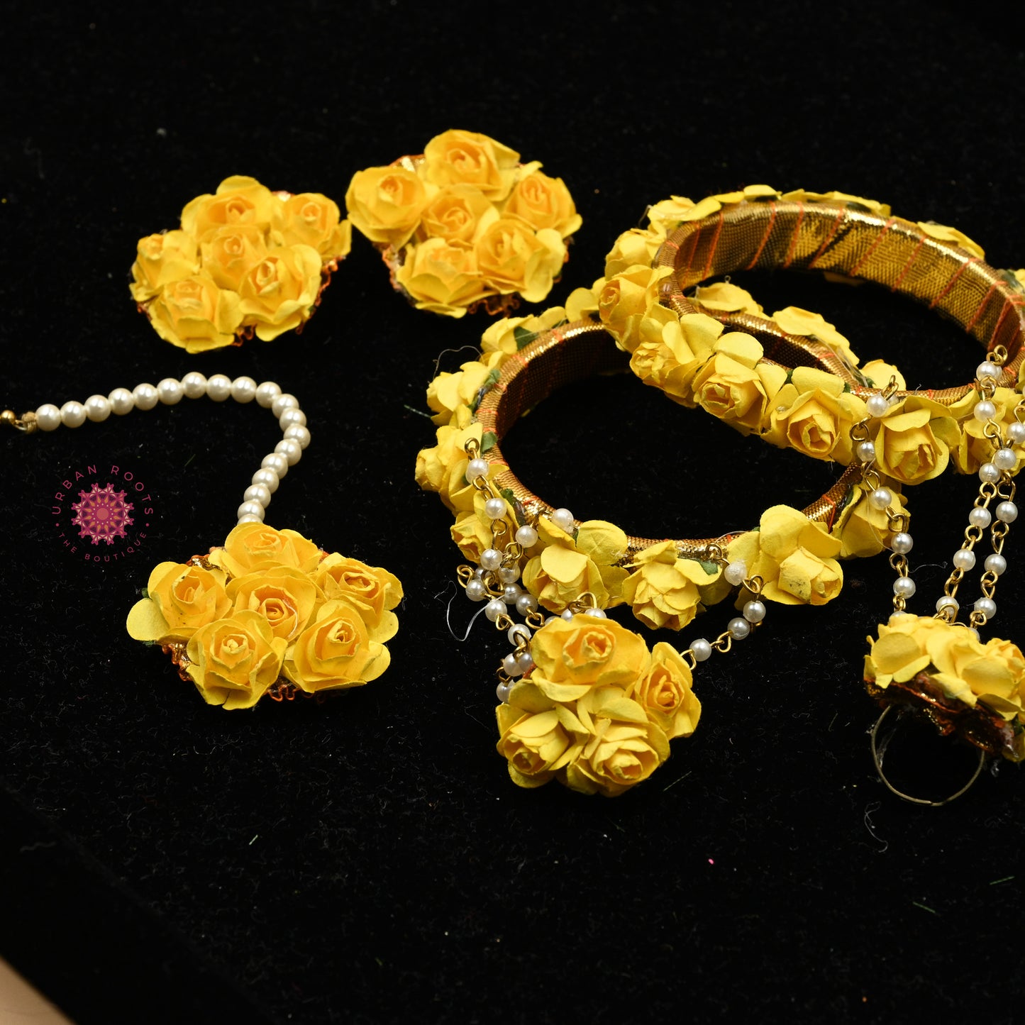 Gota Floral Jewellery Set Yellow - Urban Roots